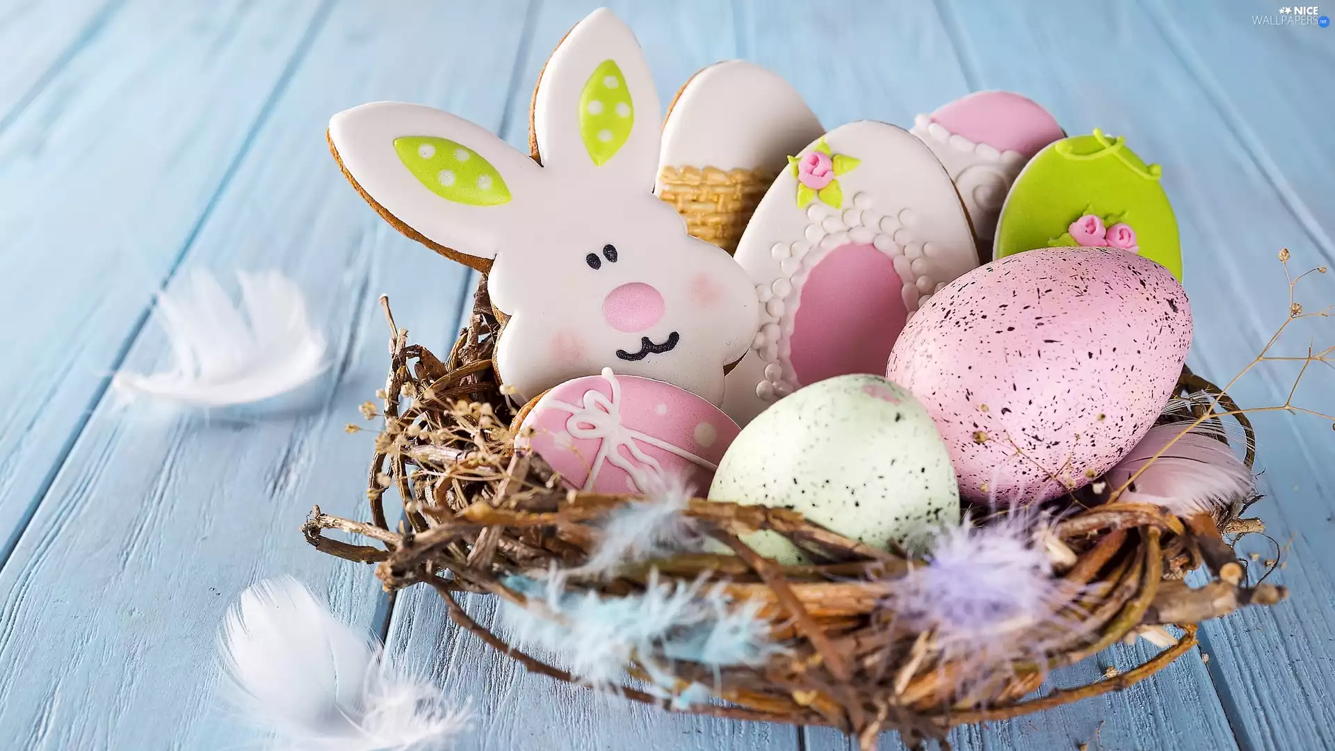 basket, eggs, Blue, rabbit, Easter, pen, boarding