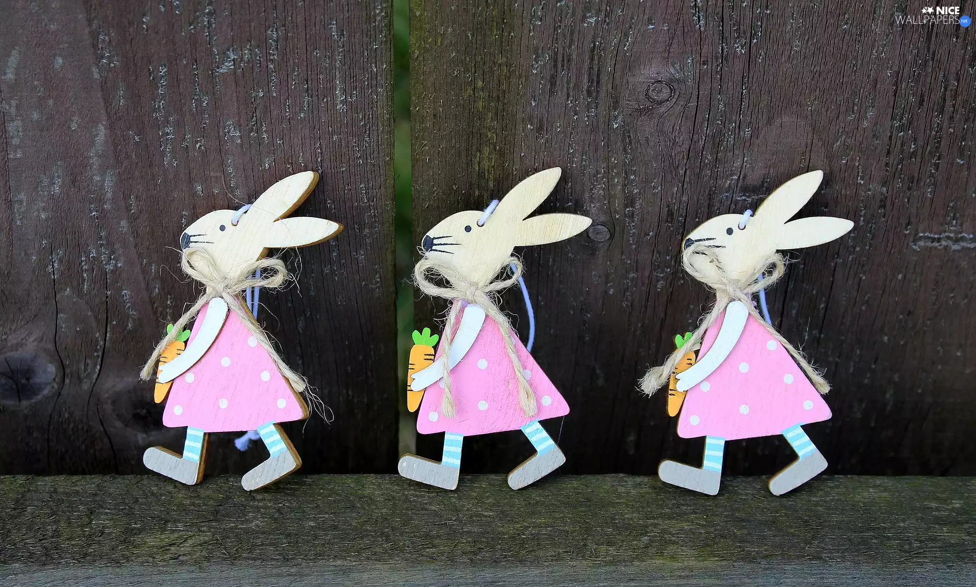 rabbits, decoration, Three