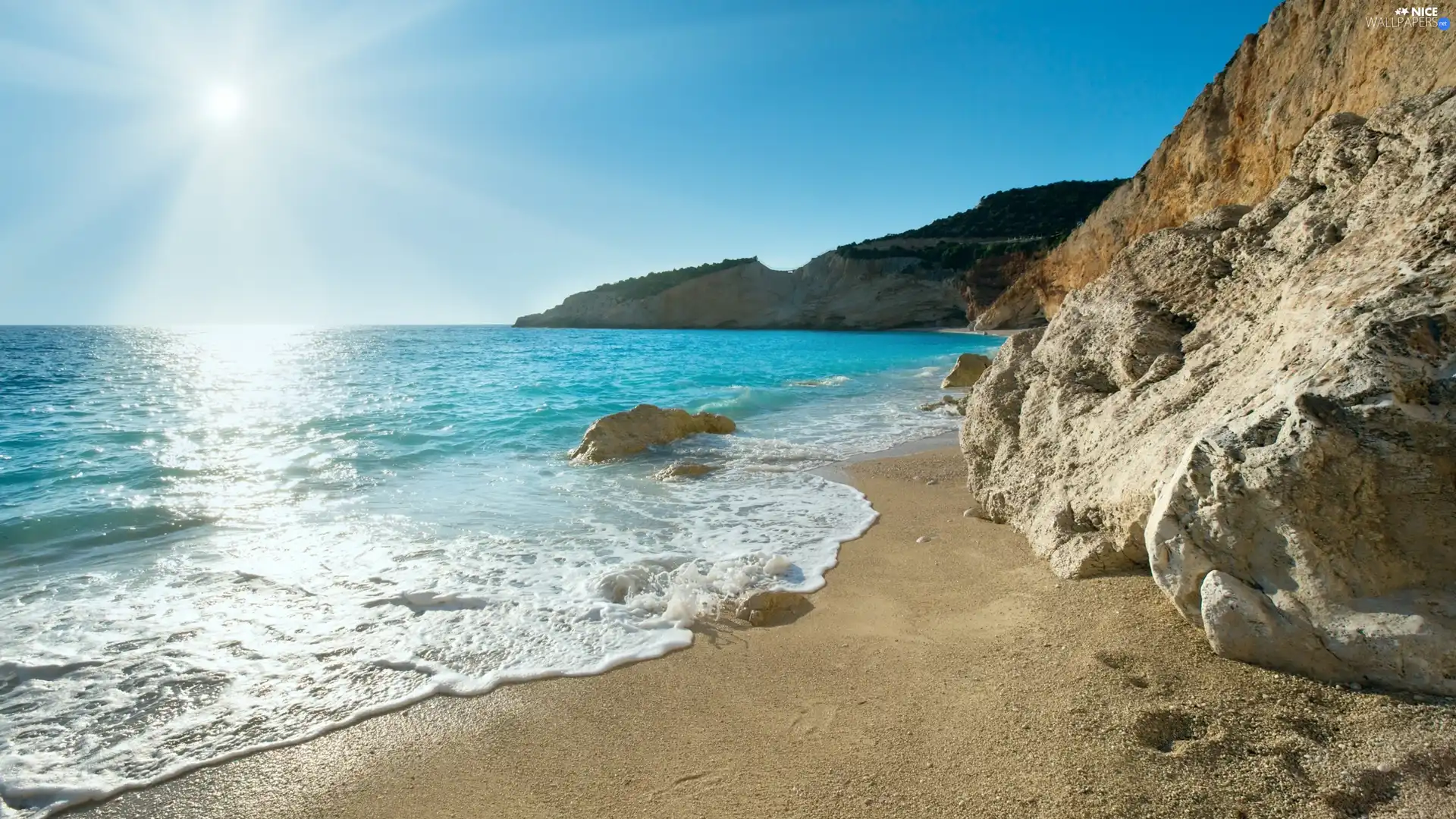 rays, sun, Beaches, Coast, sea