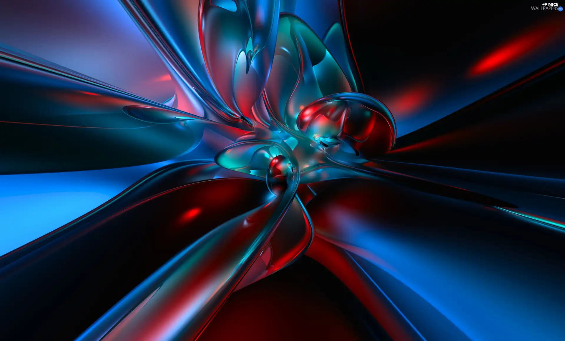 abstraction, blue, red hot