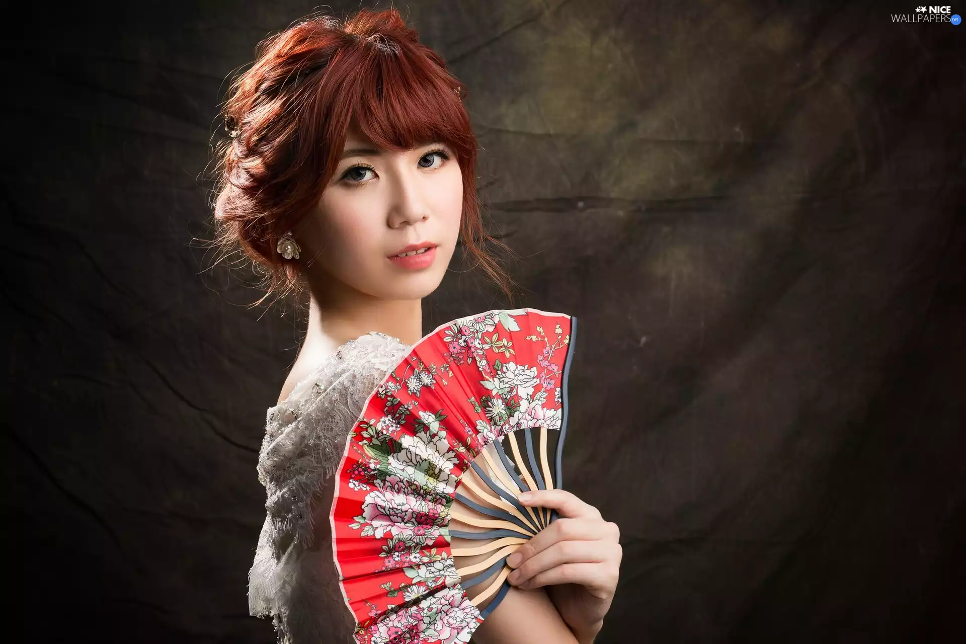 Asian, Women, Fan, redhead