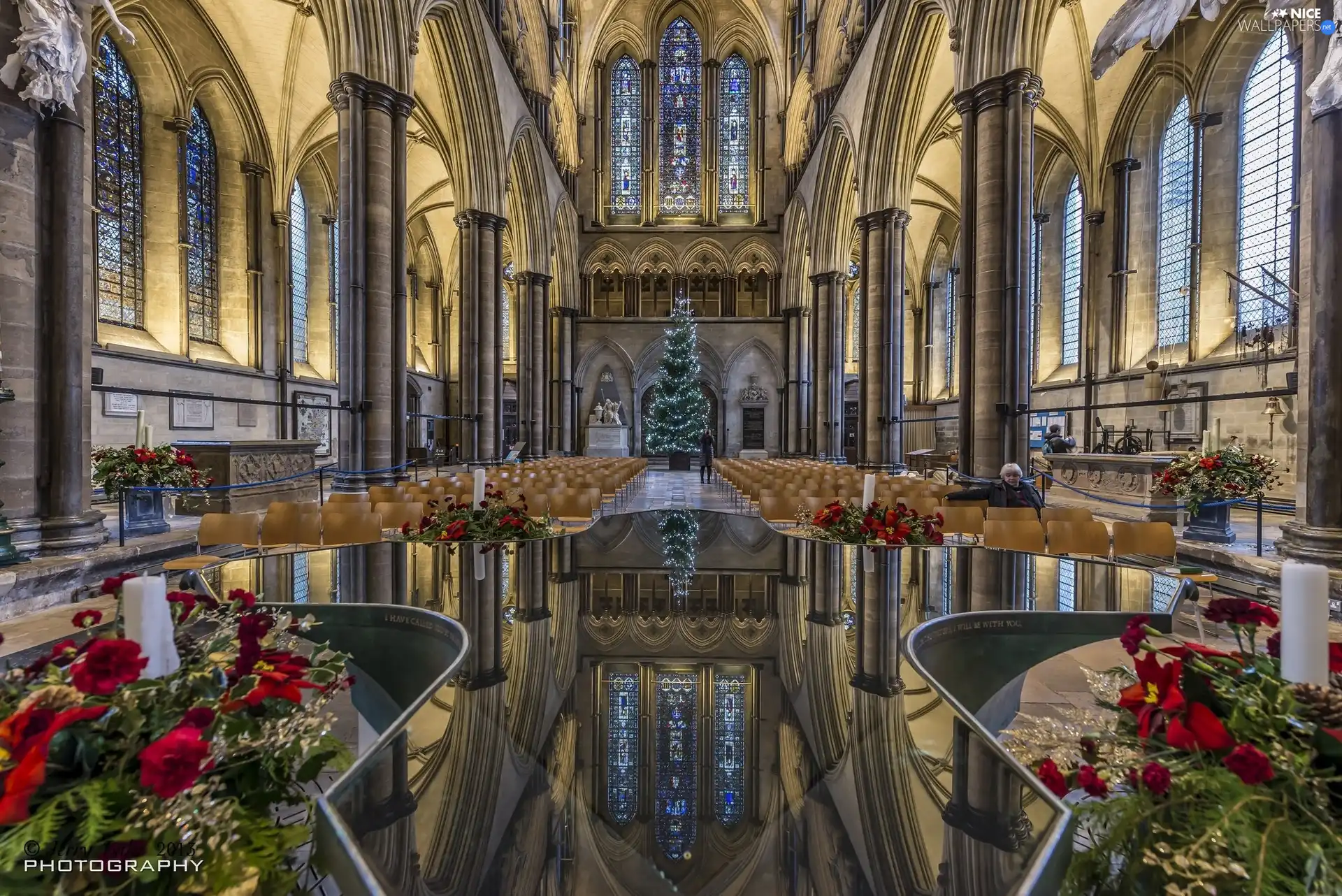 Church, interior, reflection, chair