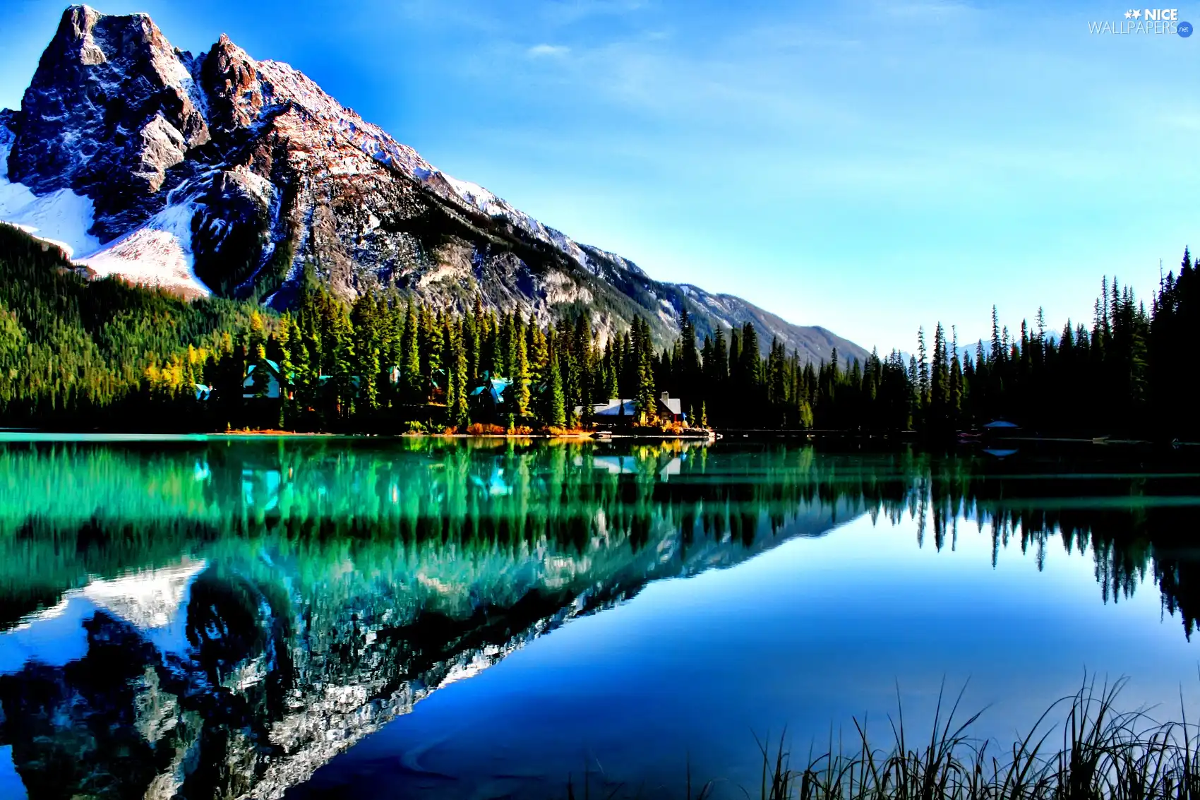 reflection, Mountains, lake