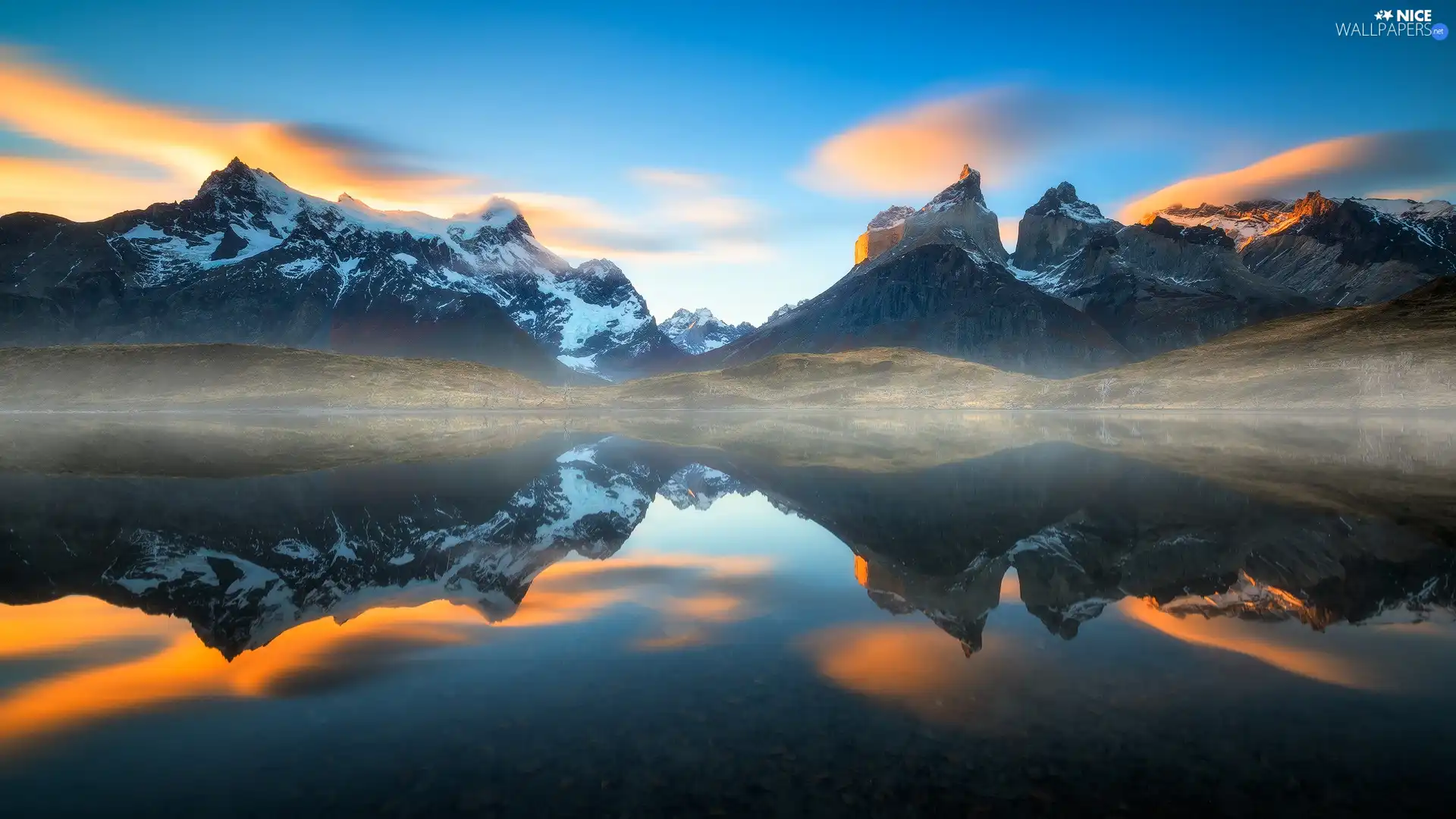 reflection, Mountains, lake