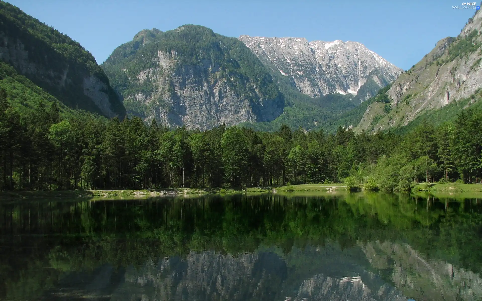 reflection, Mountains, lake