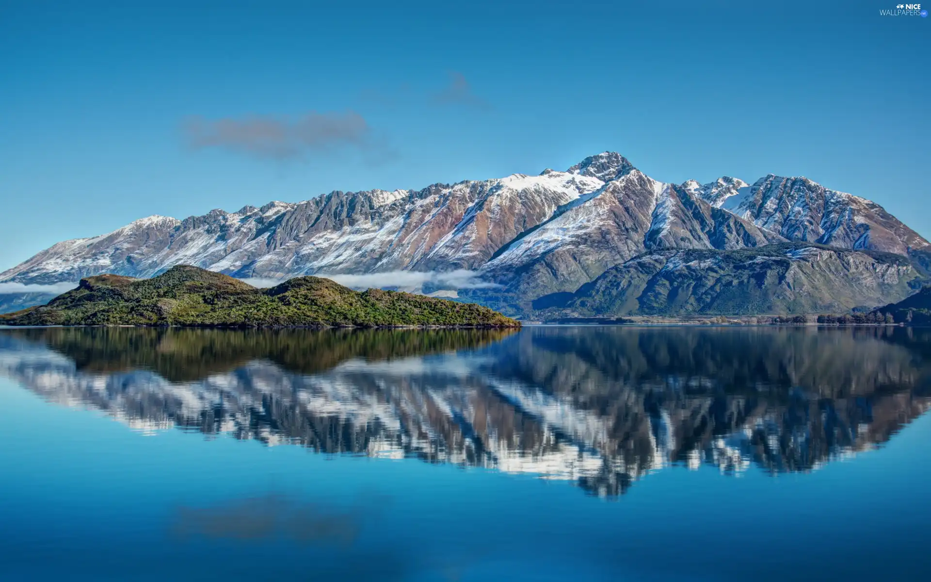 reflection, lake, Mountains