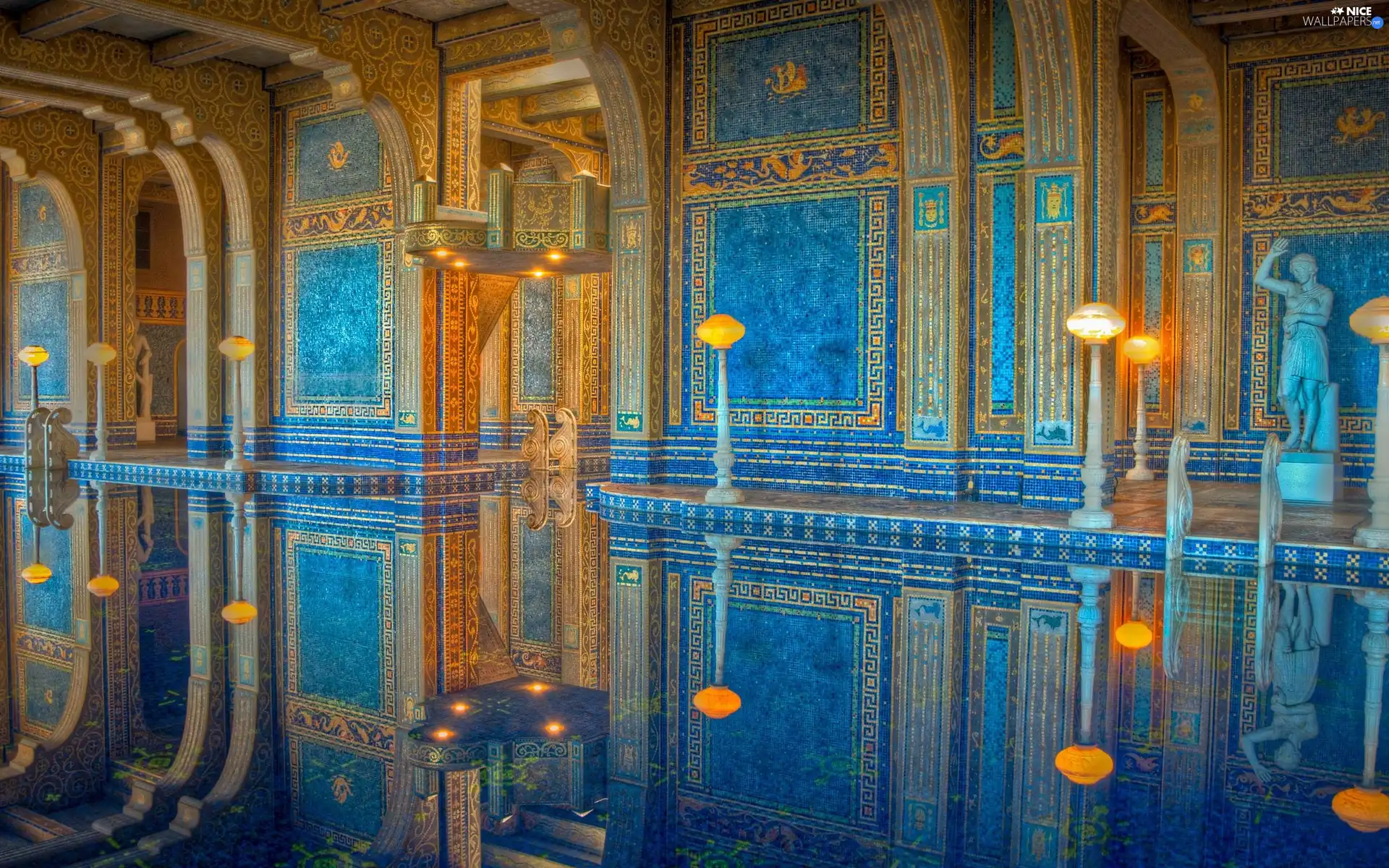 reflection, room, Pool