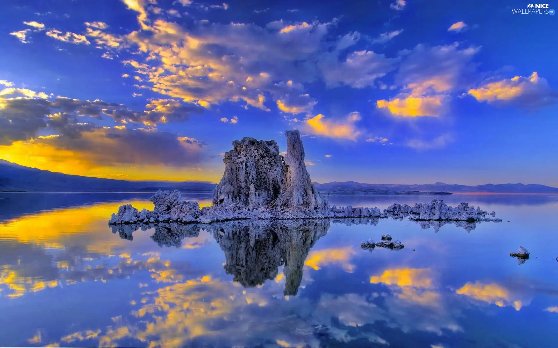 Sky, water, reflection, clouds