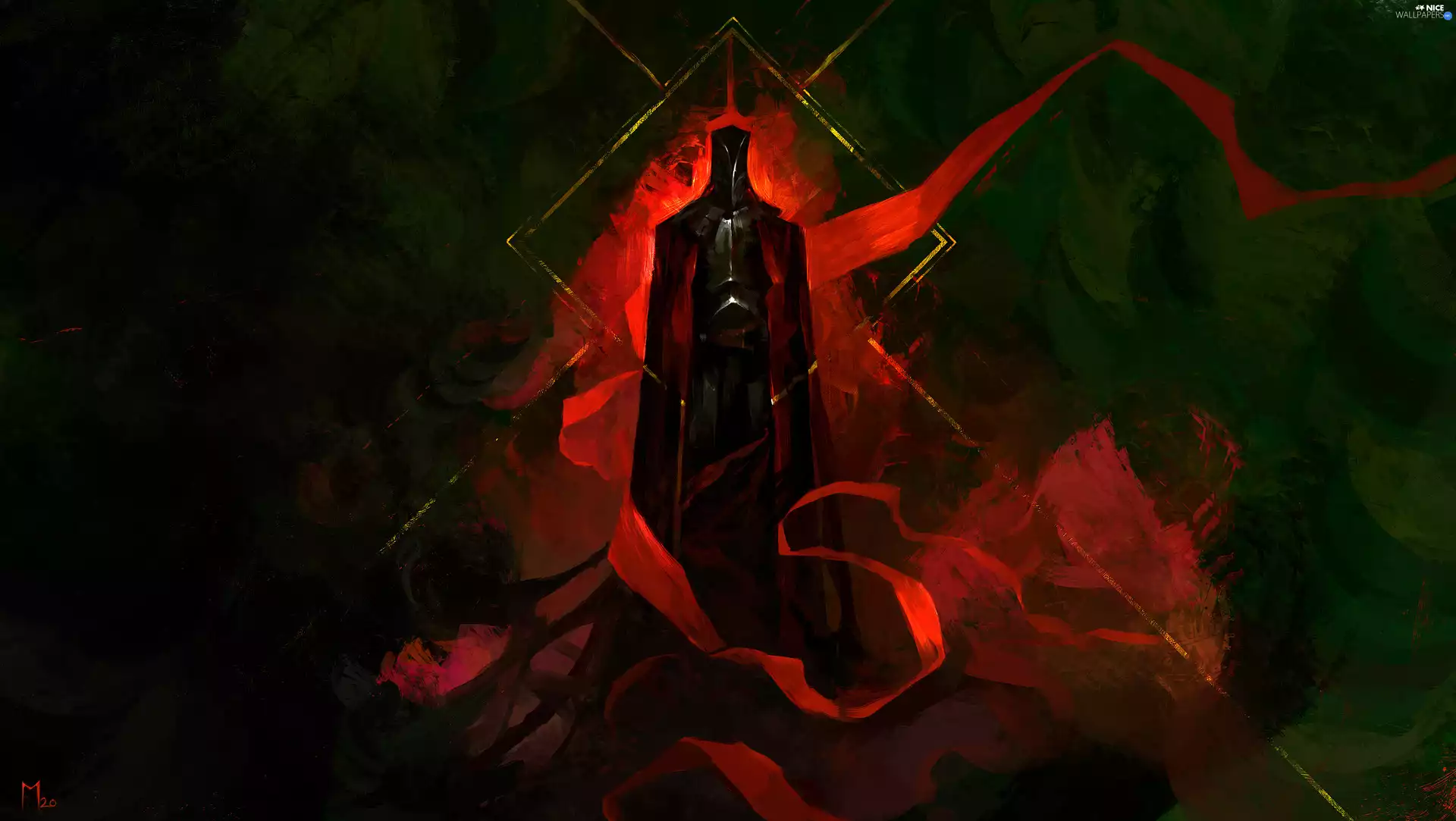 Knight, ribbon, graphics, red hot