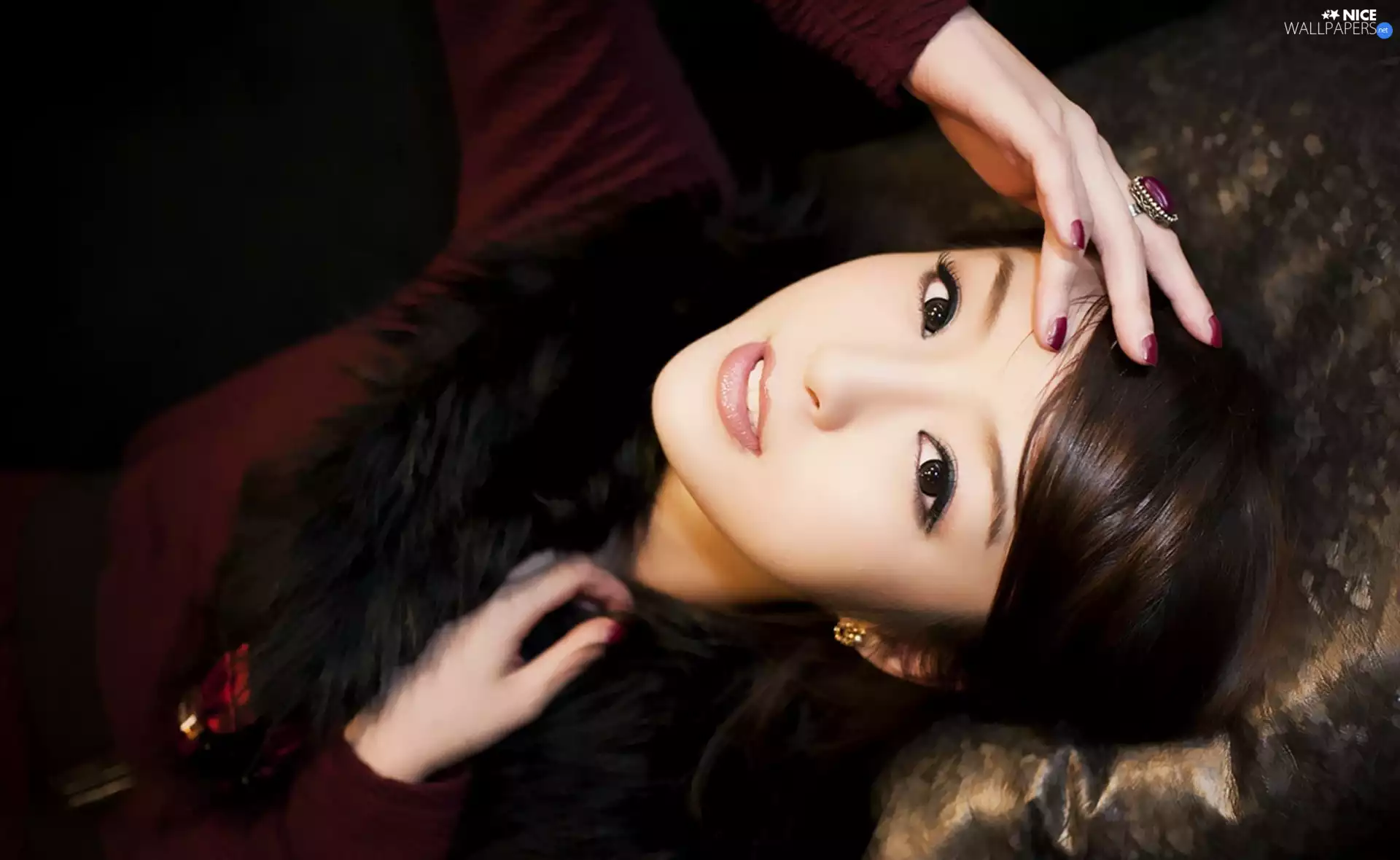 brunette, Ring, make-up, jewellery