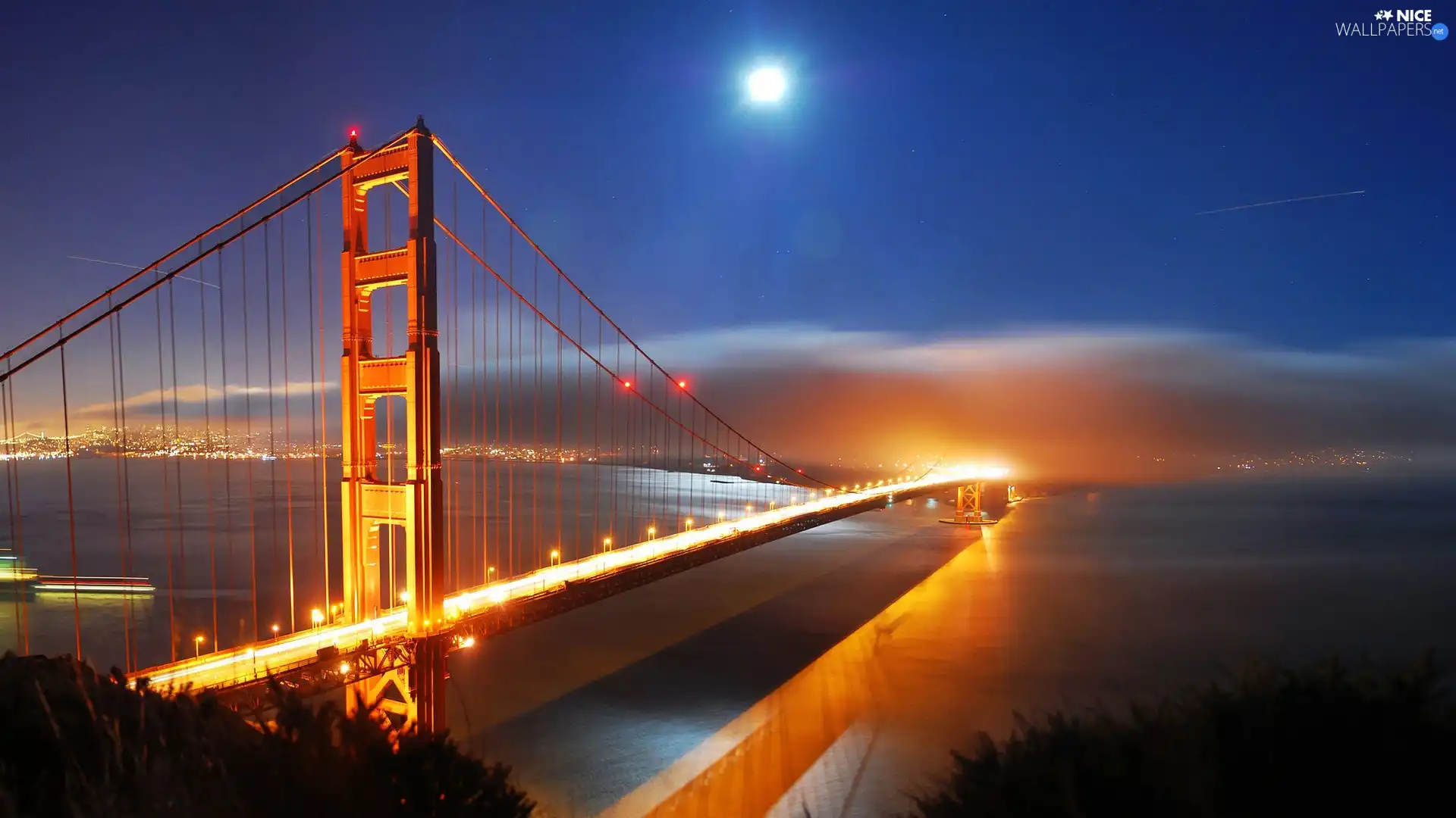 bridge, Cloud, River, light