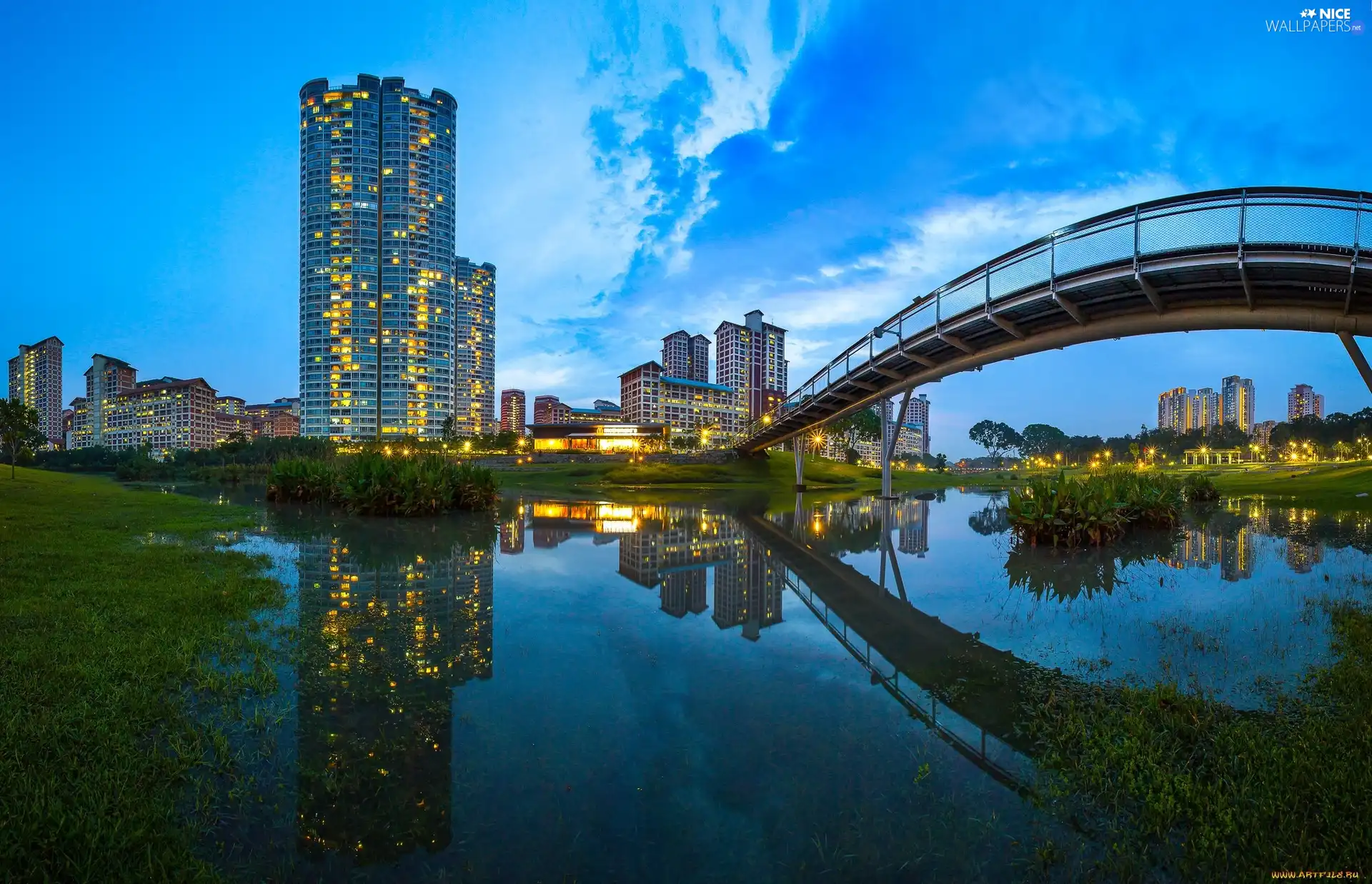 River, Houses, bridge