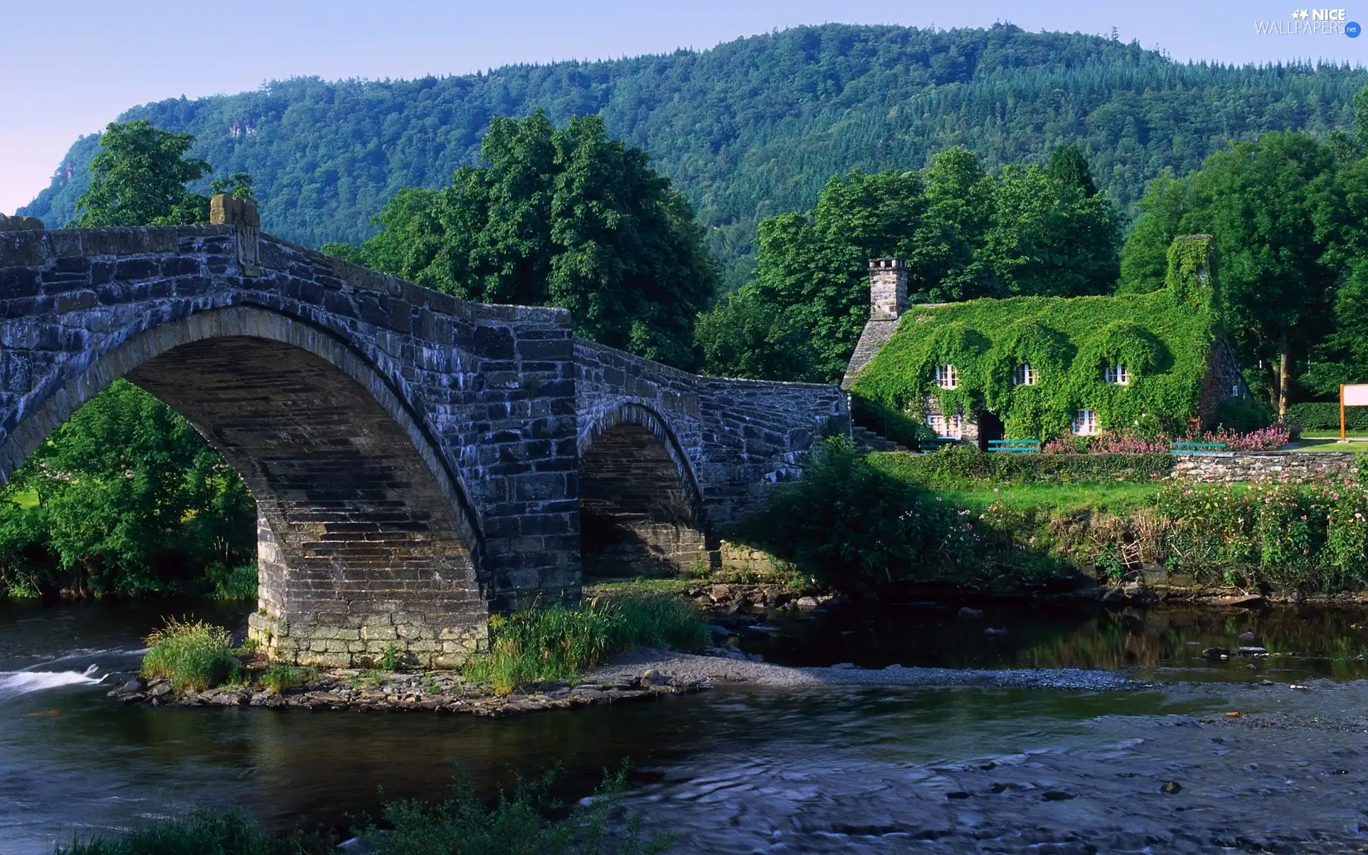 River, stone, bridge