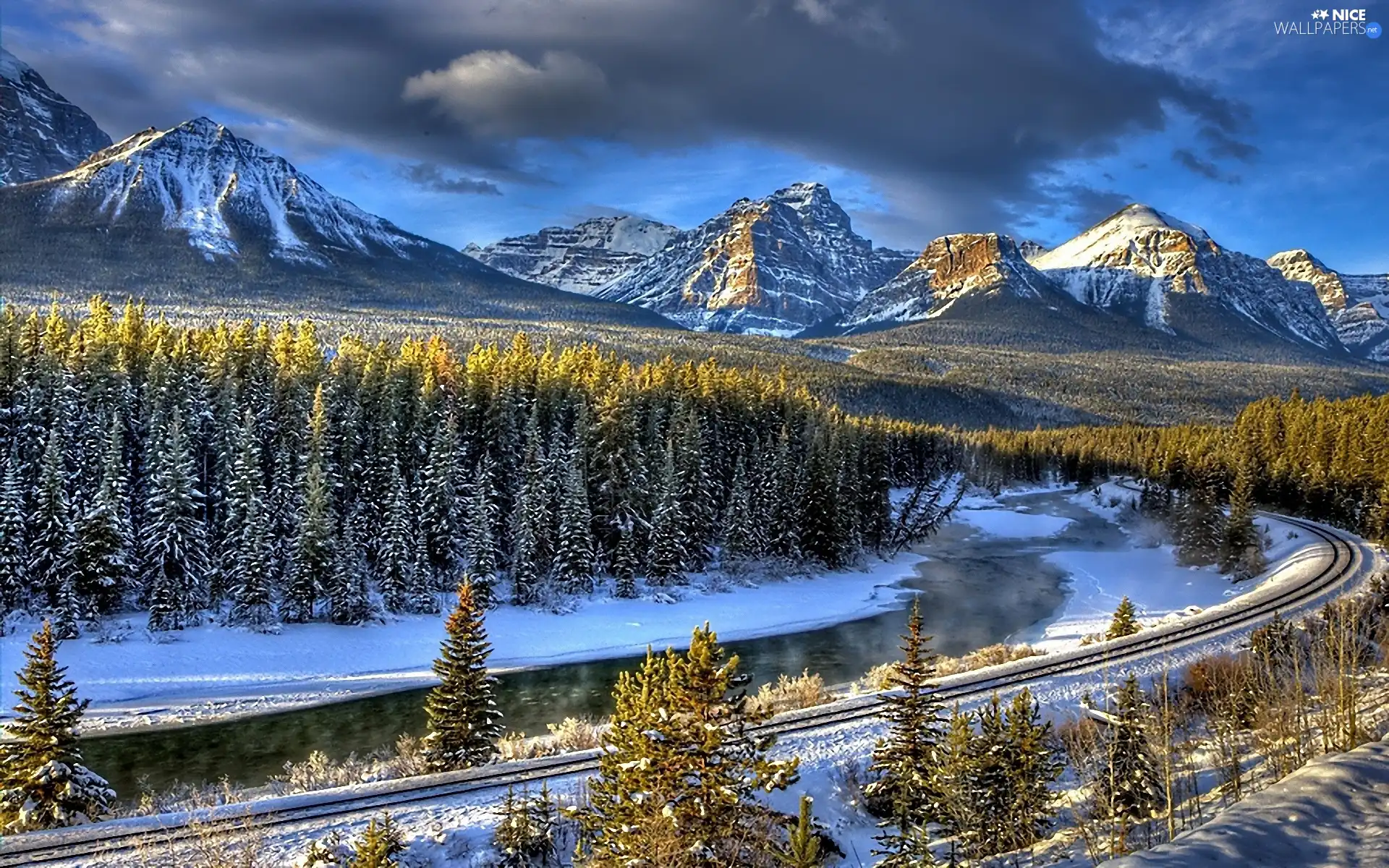 viewes, ##, River, Sky, Mountains, trees