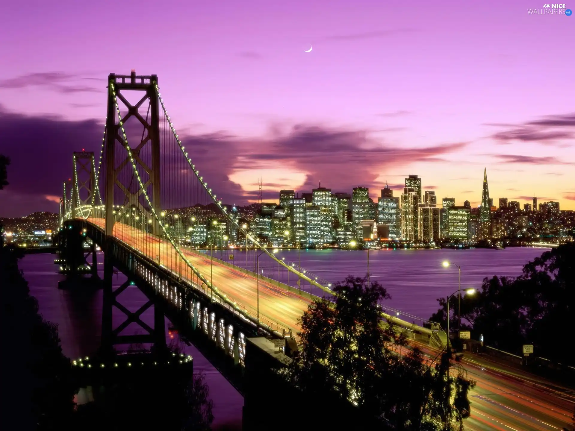 River, bridge, skyscraper