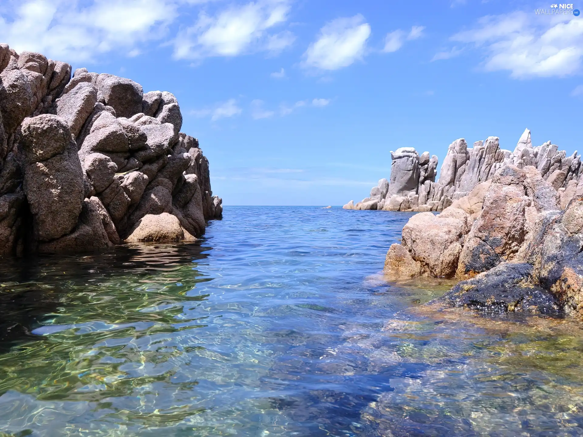 Rocks, sea, Cliffs