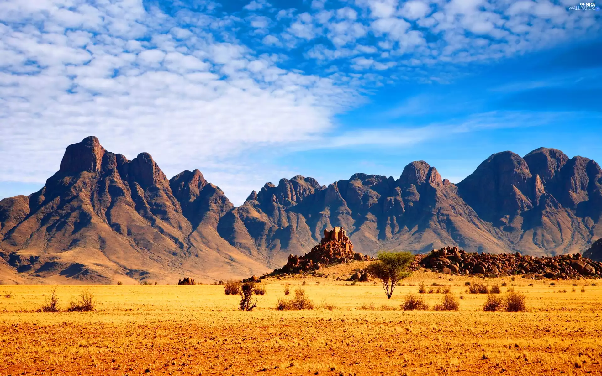 Rocks. Desert, clouds