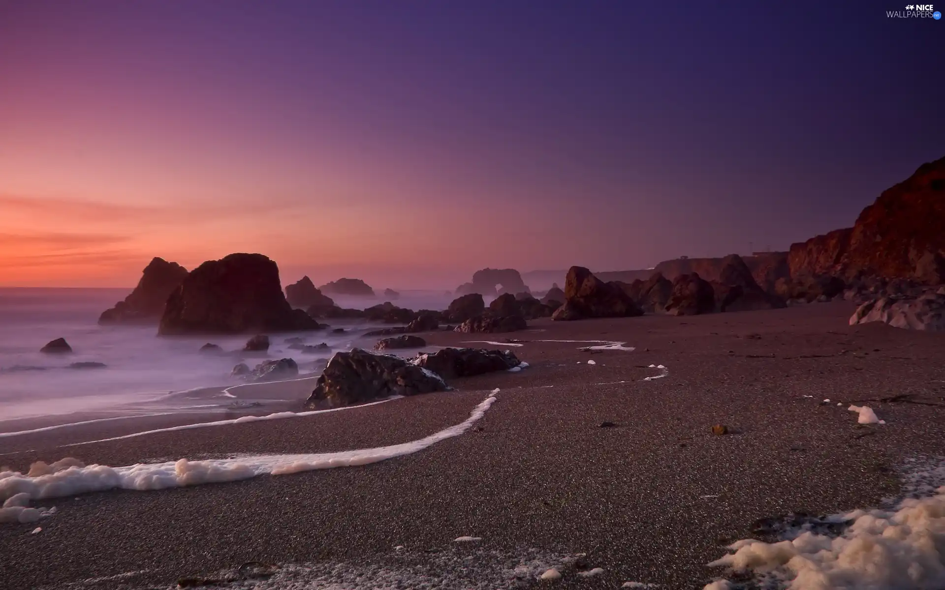 Foam, Coast, rocks, sea