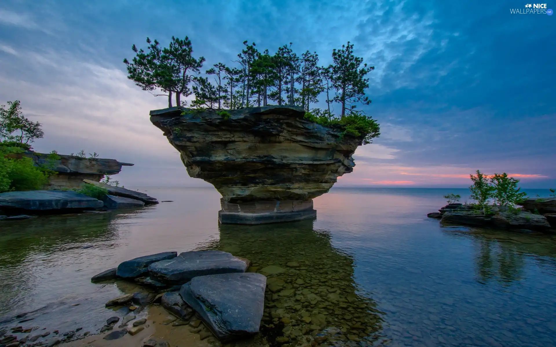 rocks, sea, Island