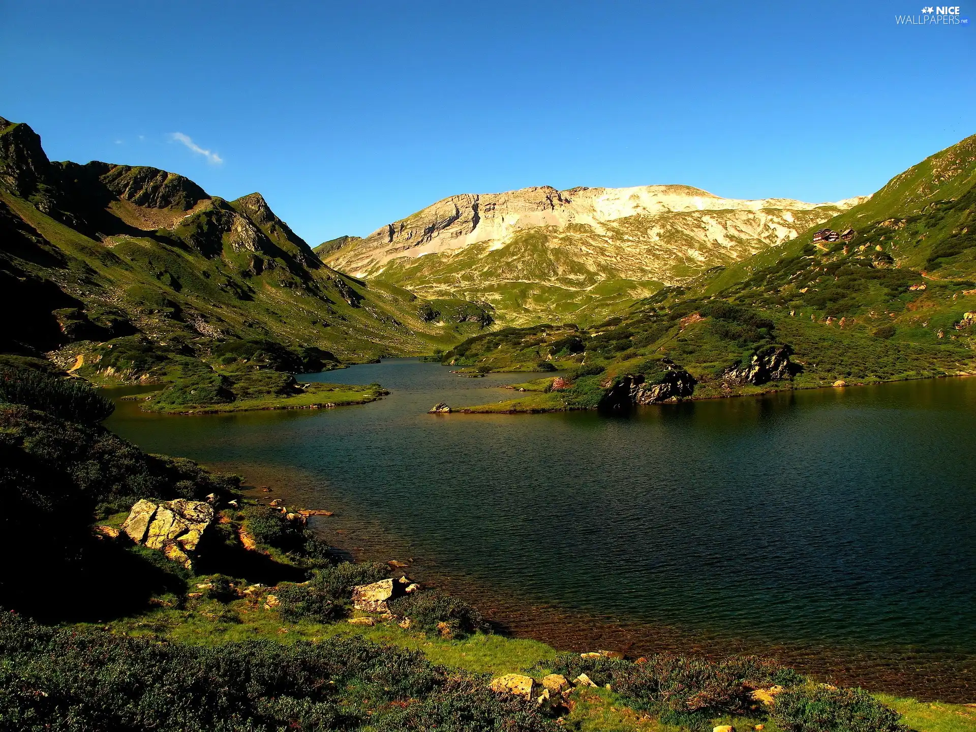 rocks, Mountains, River