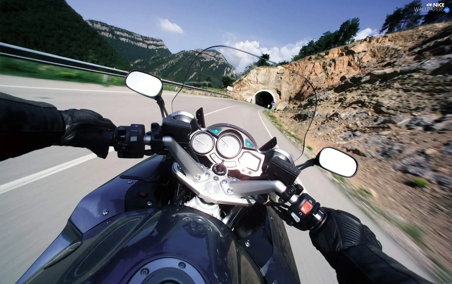 rocks, Motorbike, road