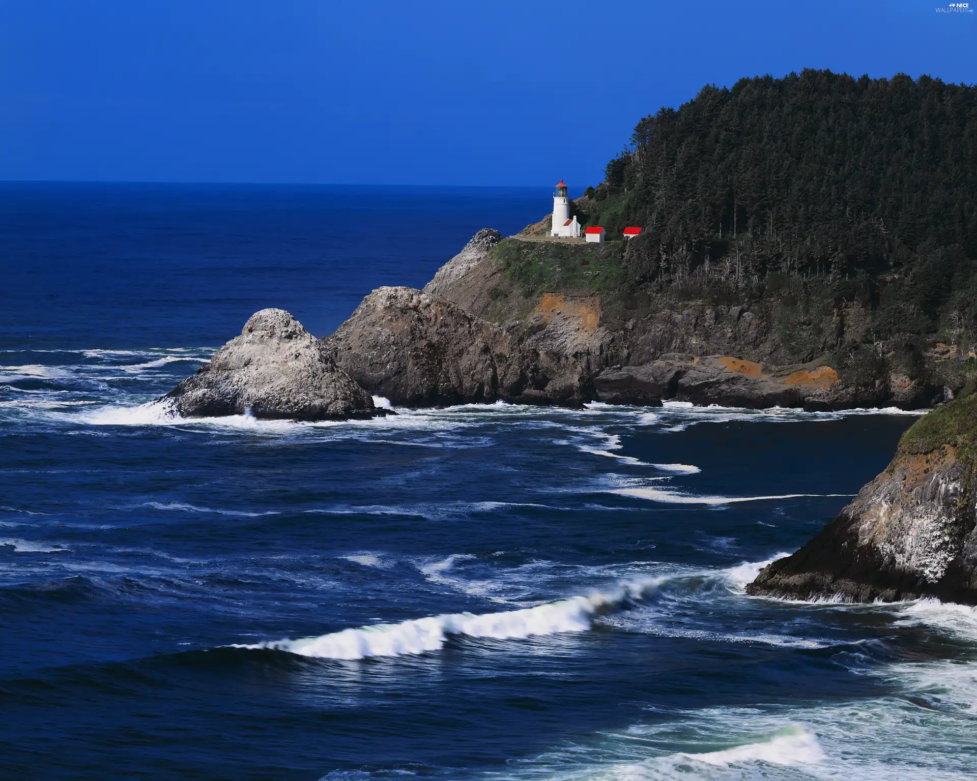 sea, maritime, rocks, Lighthouse