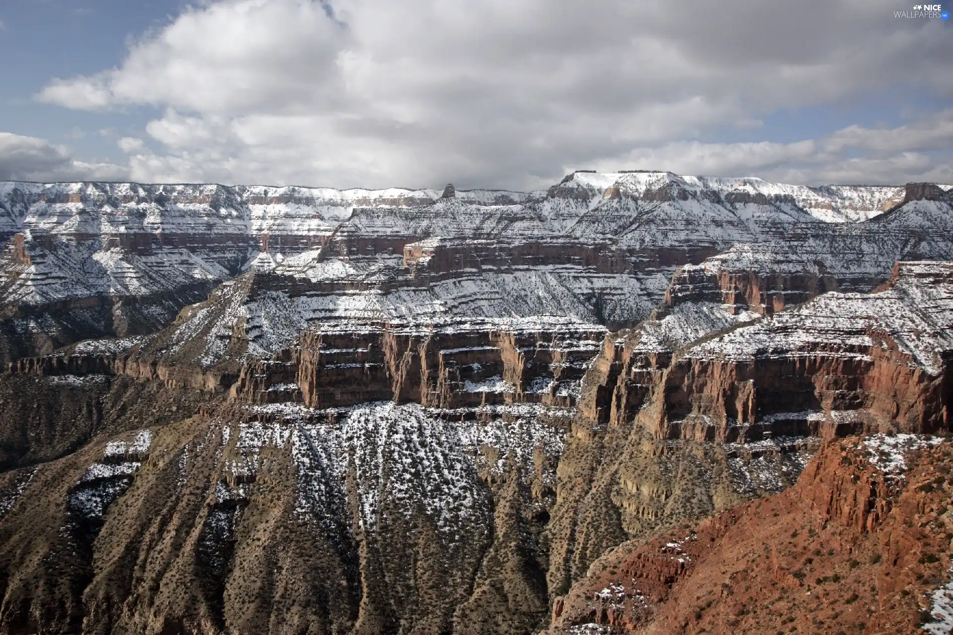 rocks, canyon, snow