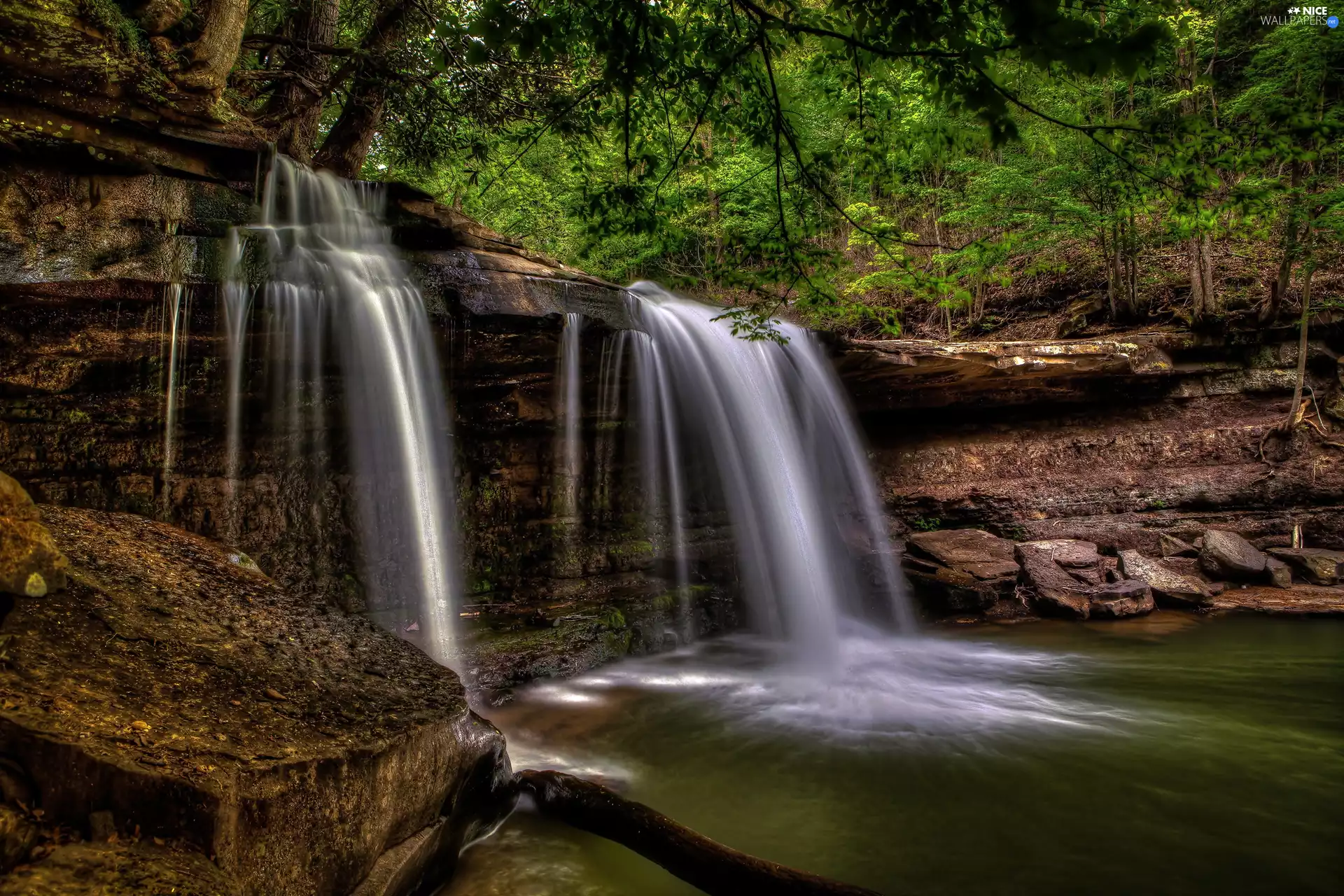 The United States, Waterfall Claypool Falls, rocks, State of West Virginia