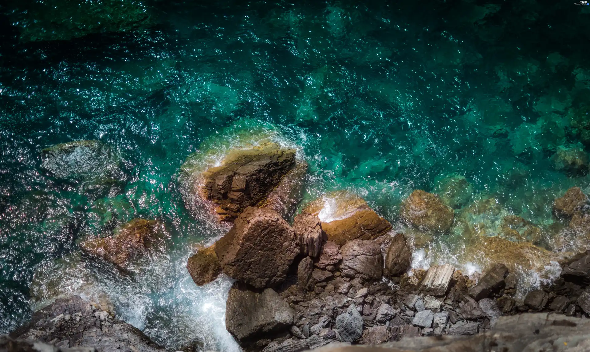 rocks, sea, Stones