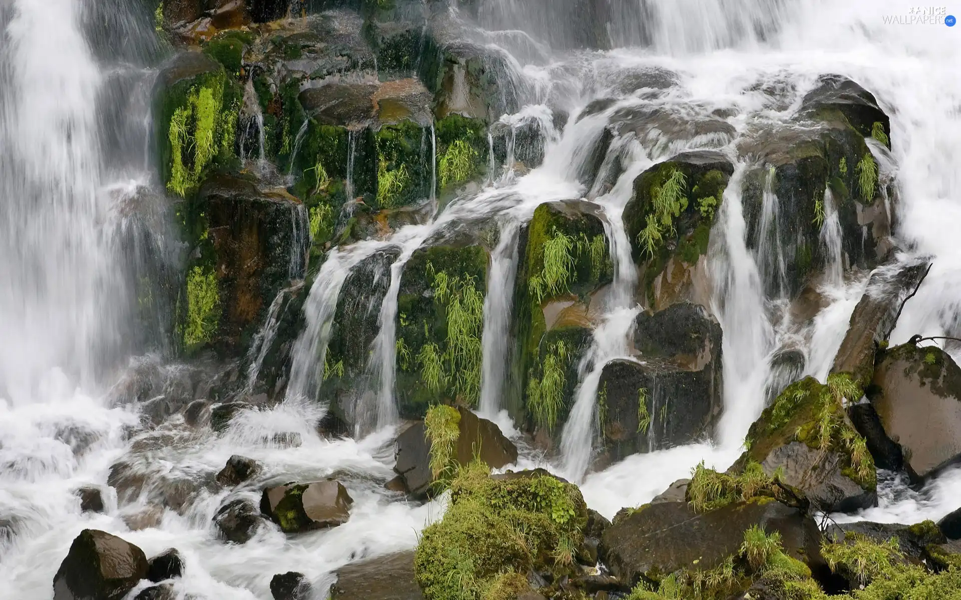 waterfall, rocks