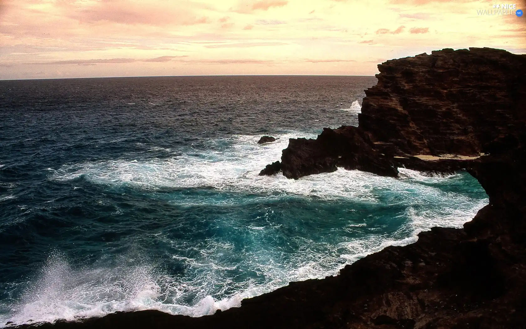 rocks, sea, Waves
