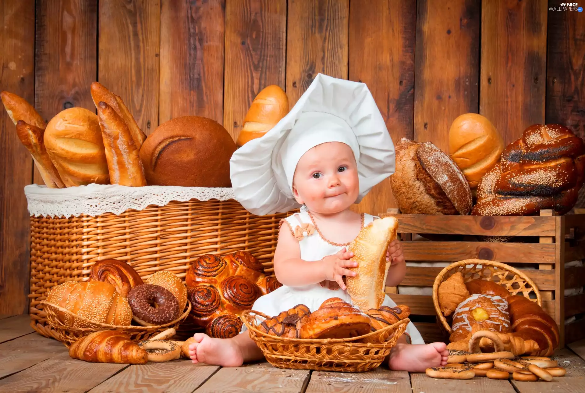 bread, Roll, girl, bread, Kid
