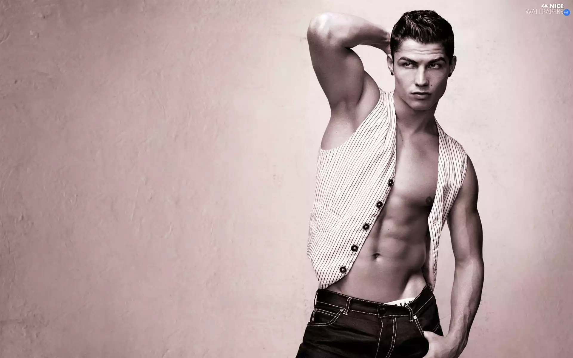 waistcoat, Jeans, Cristiano Ronaldo, footballer, a man