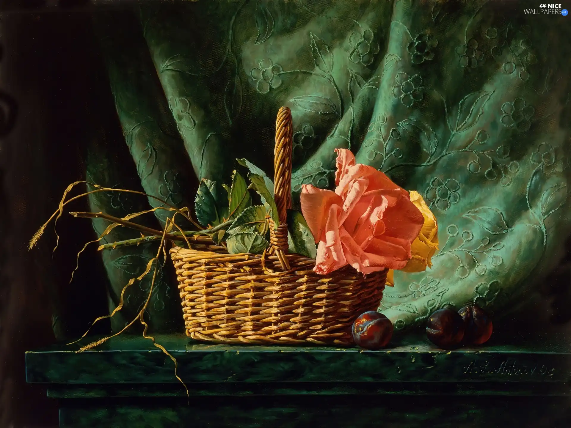 basket, rose