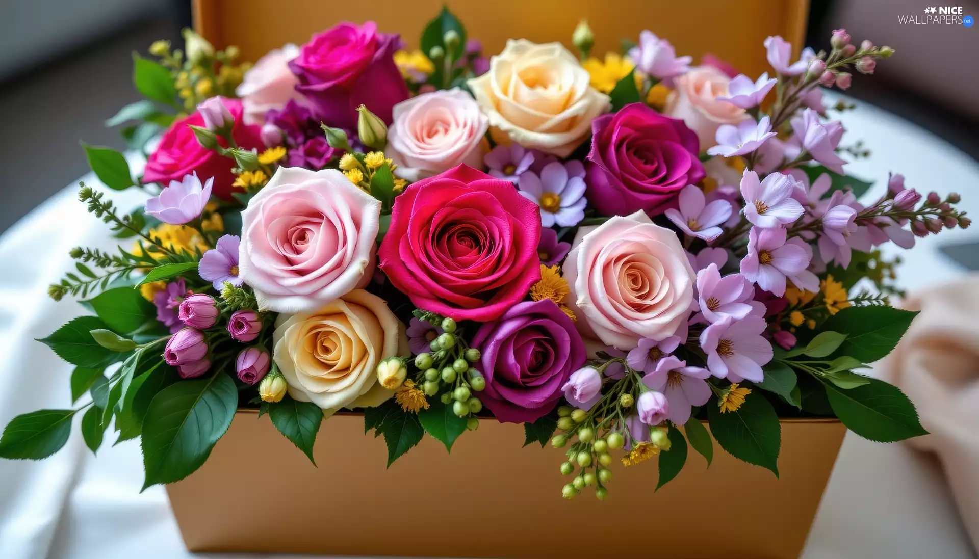 box, Yellow Honda, roses, color, Flowers