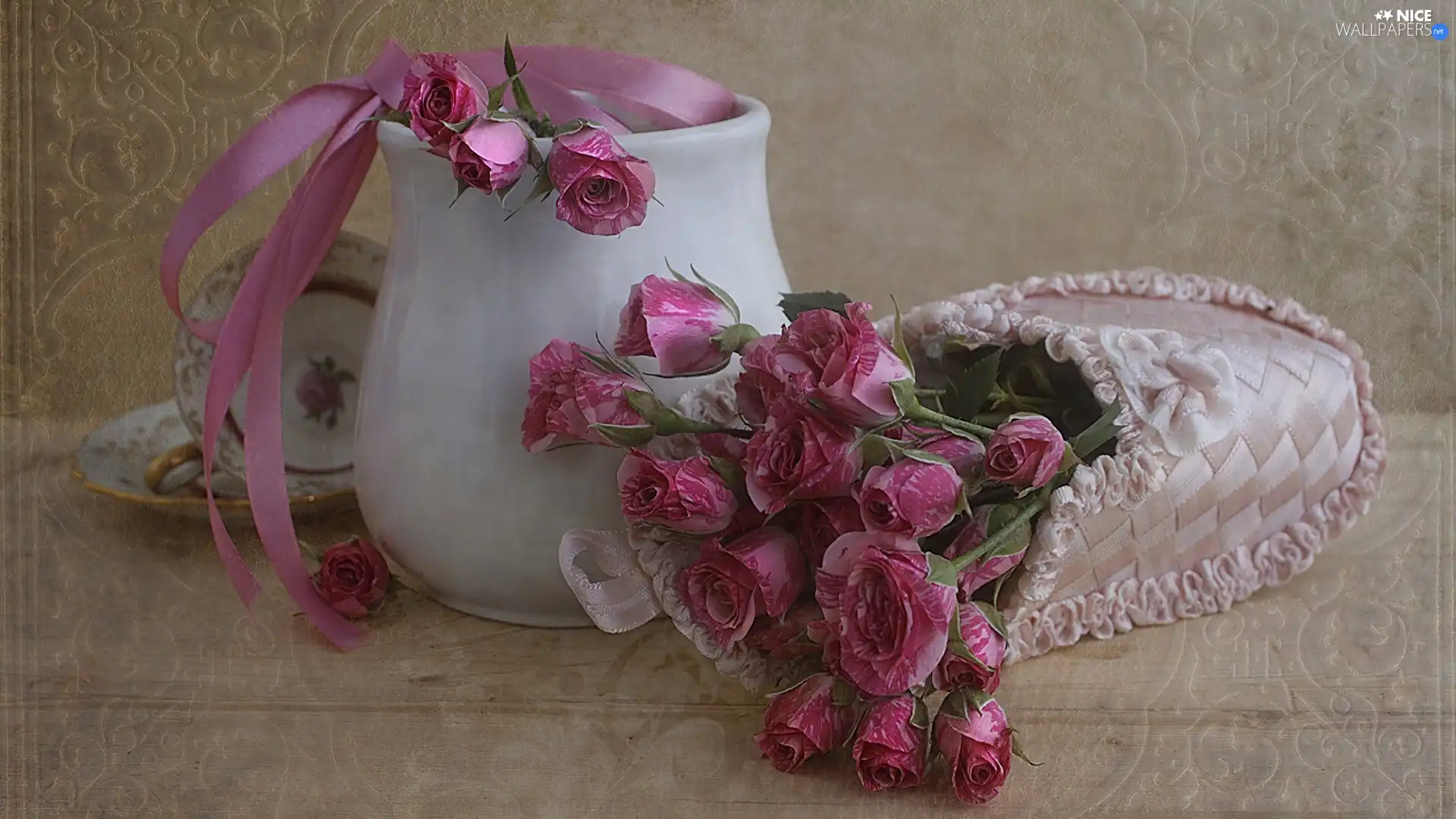 roses, White, Vase