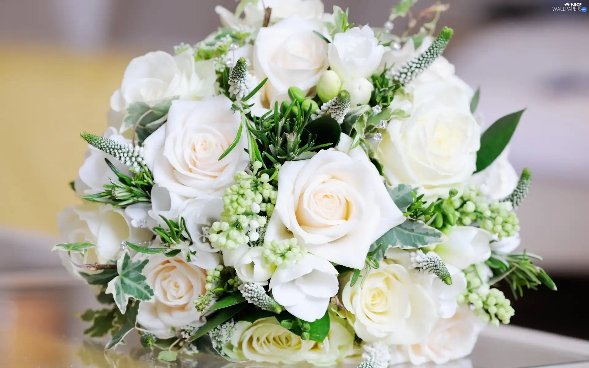 roses, bouquet, White