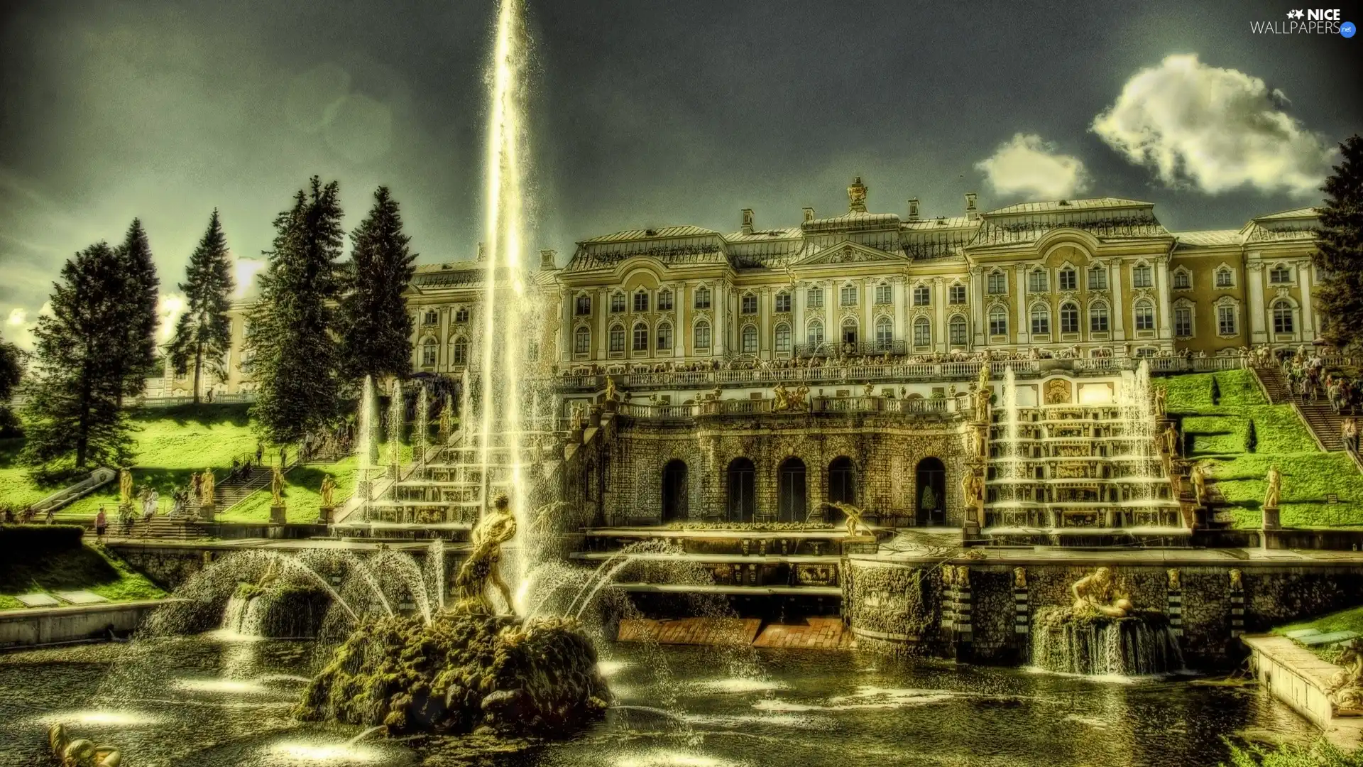 palace, Peterhof, Russia, fountain