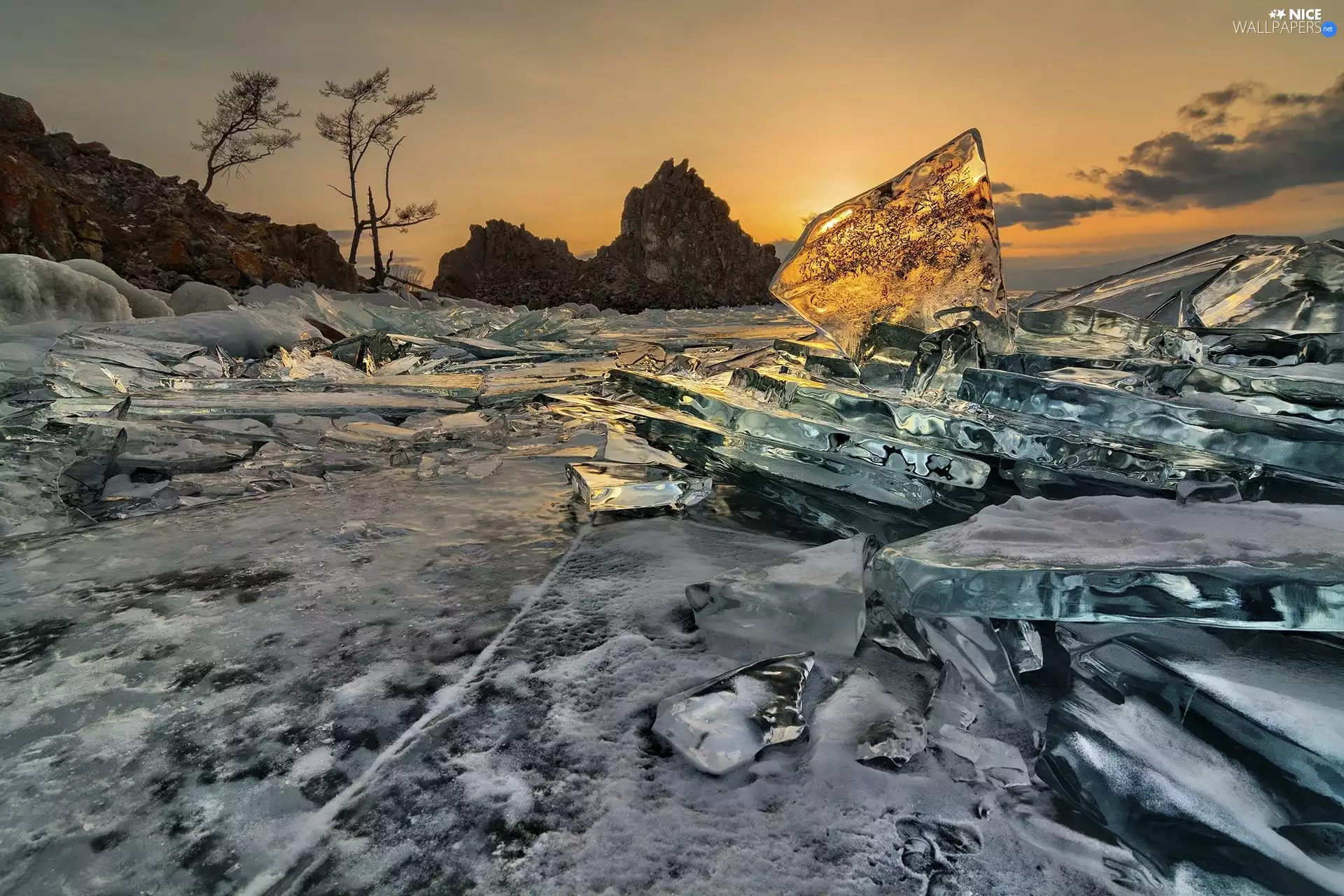 floe, winter, rocks, Russia, Icecream, Baikal Lake