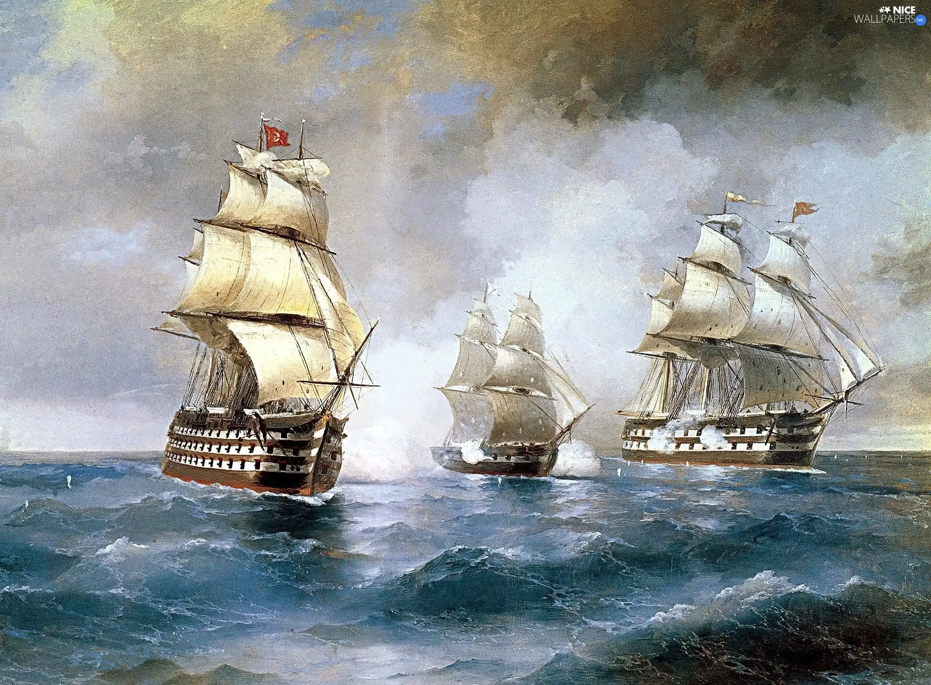 maritime, picture, Aivazovsky, Battle, Ivan
