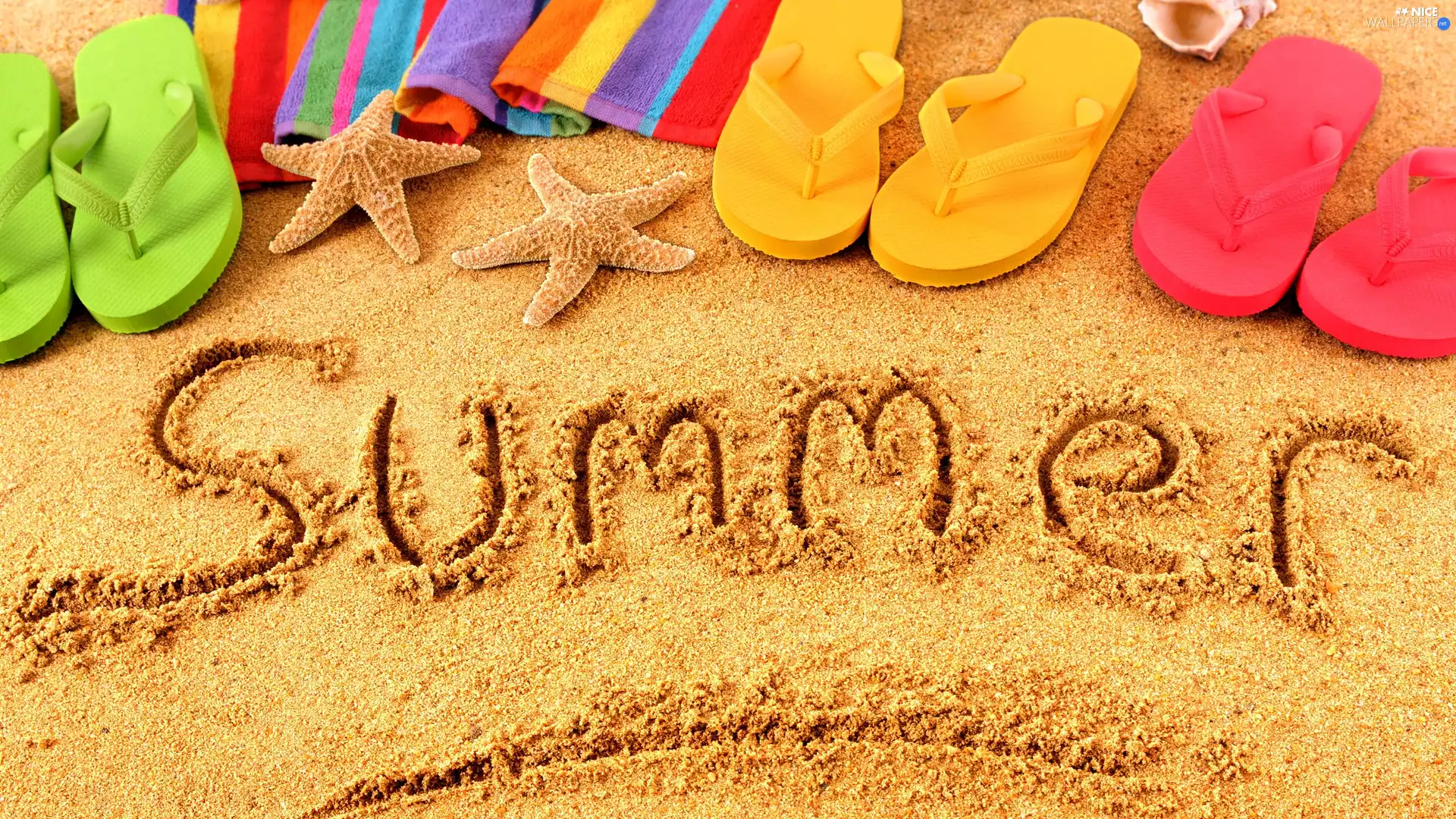 starfish, text, flip, Sand, summer, Flaps, Towel