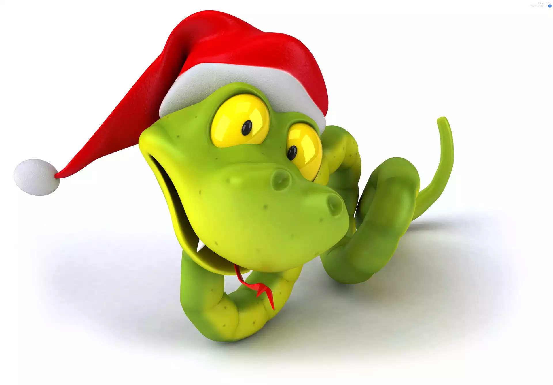 Santa, Snake, 3D