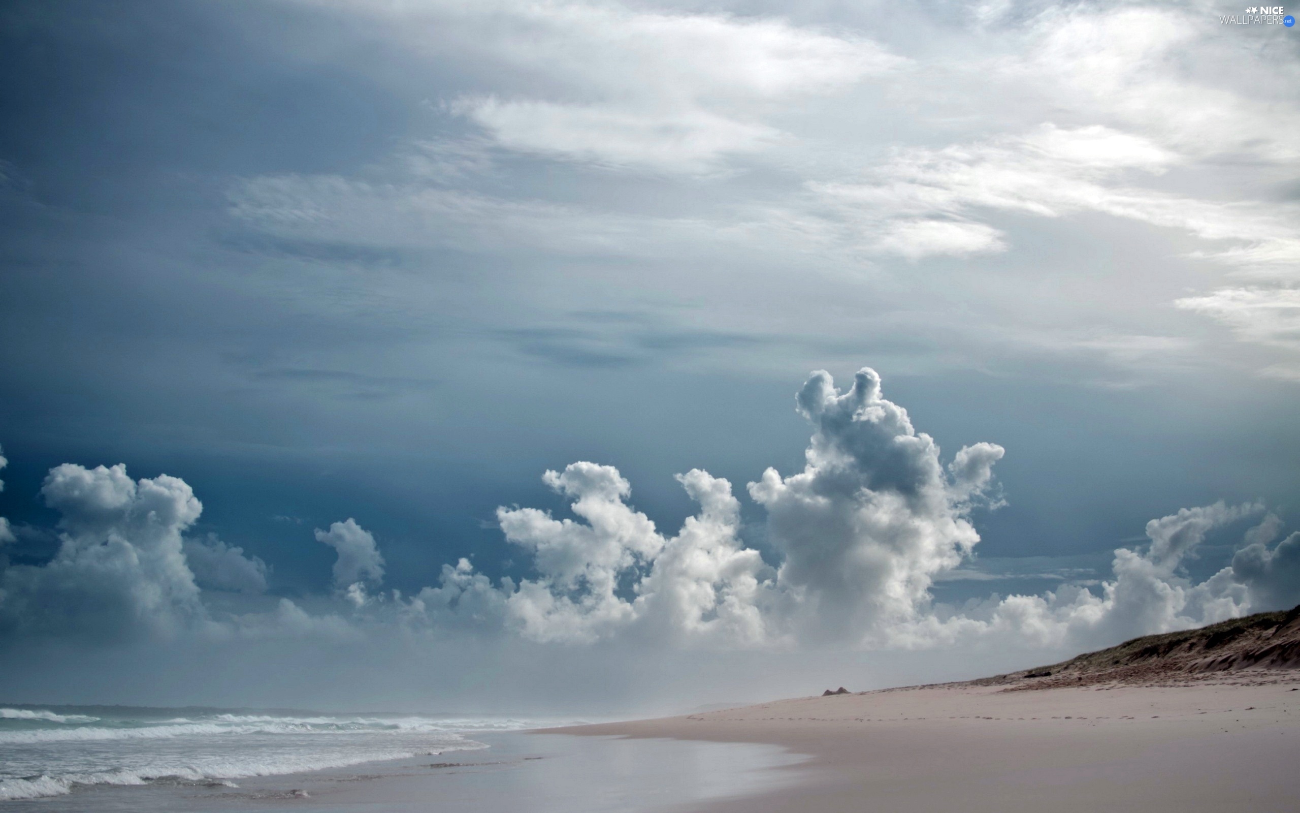 sea, clouds, Beaches