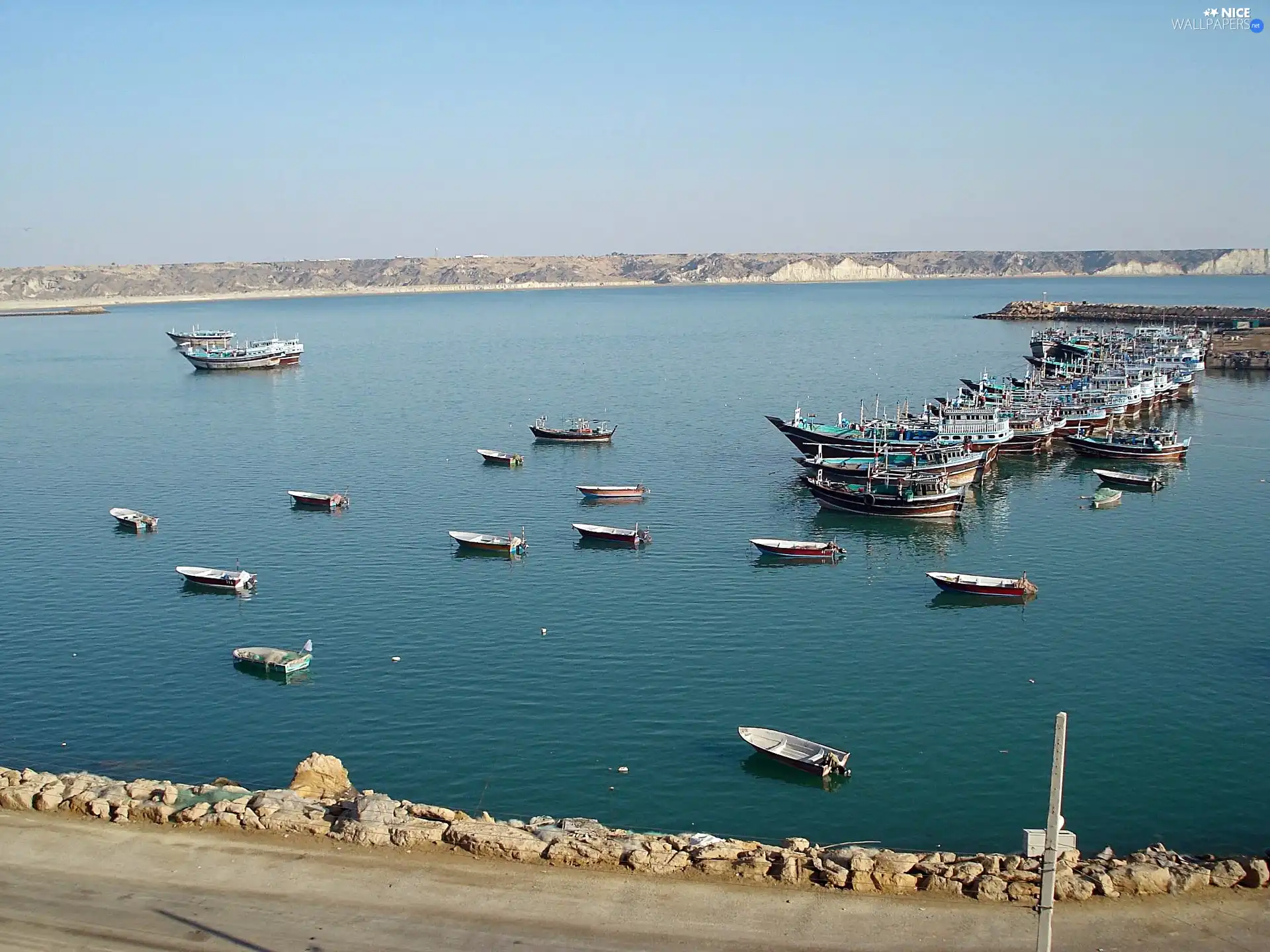 sea, landscape, Boats