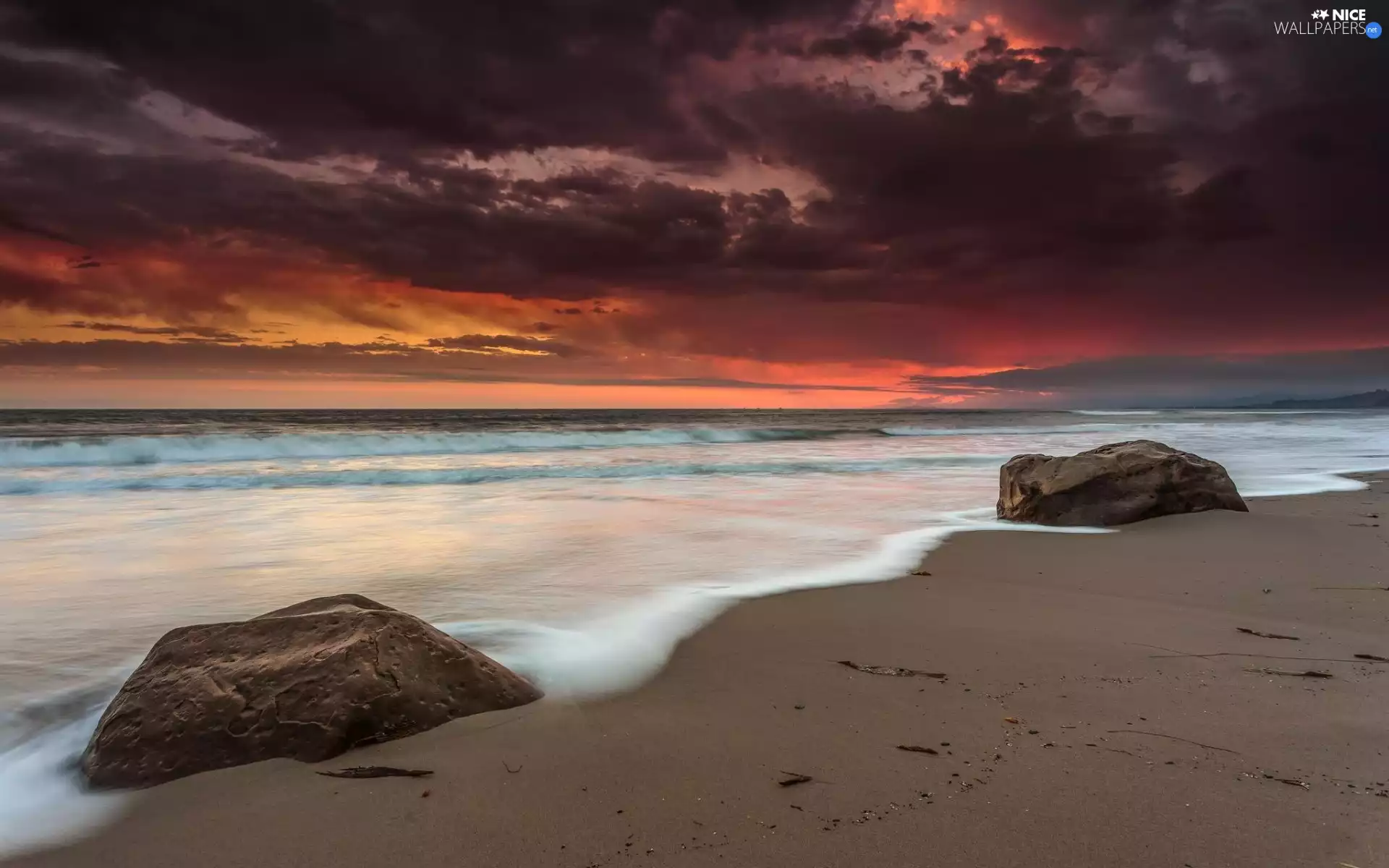 sea, Beaches, clouds
