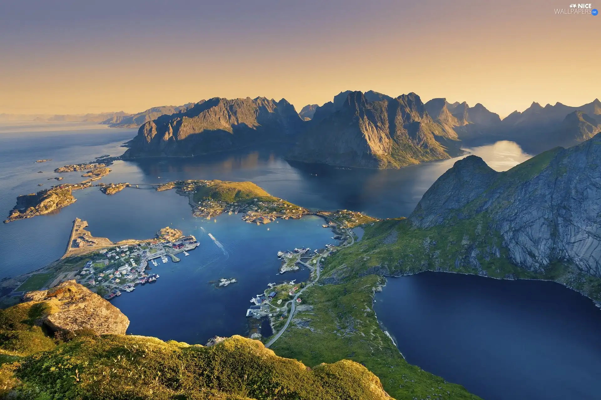 Sea Mountains Lofoten Aerial View Norway Nice Wallpapers 2048x1365