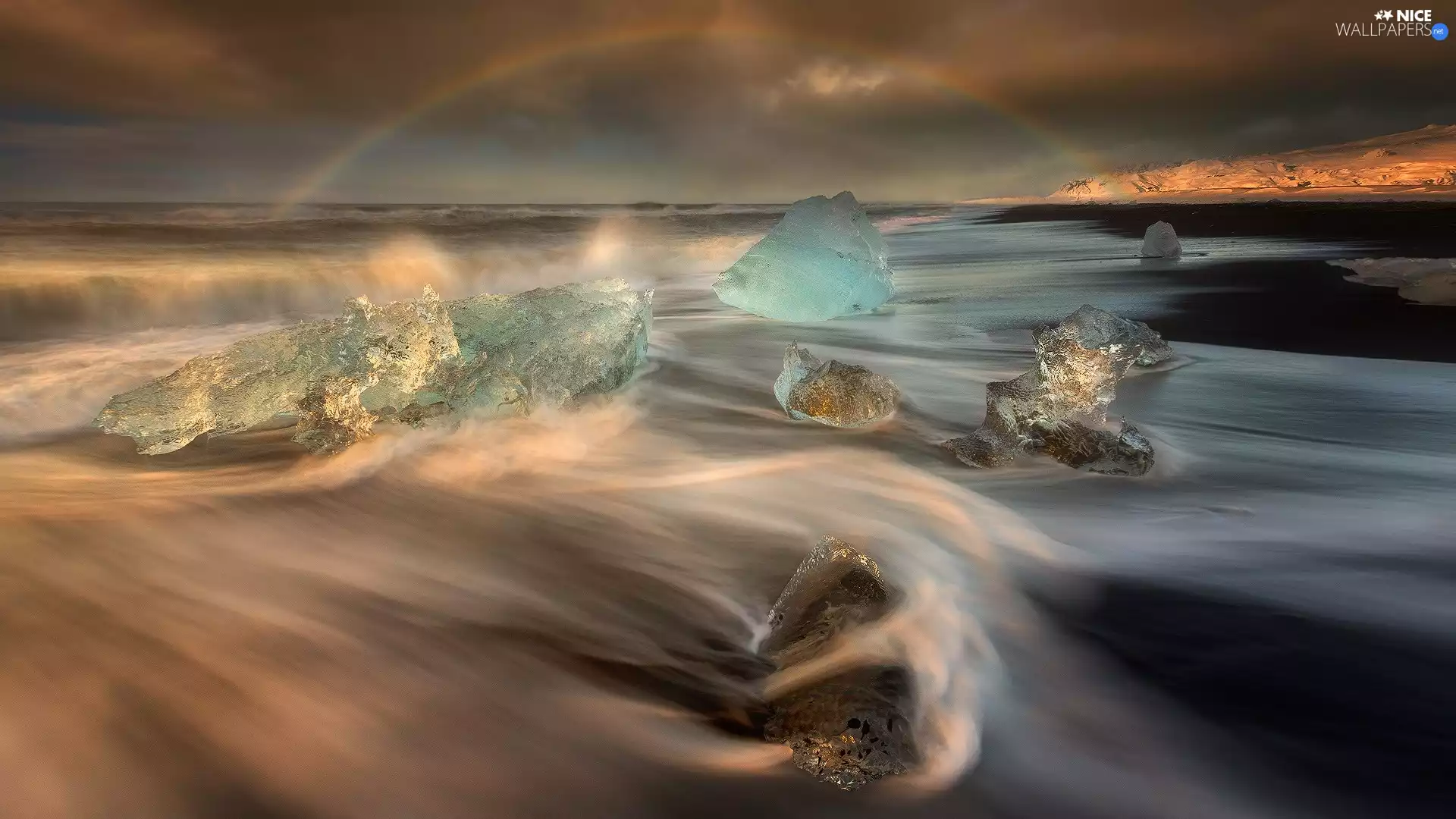 Icecream, Great Rainbows, sea, lumps, iceland