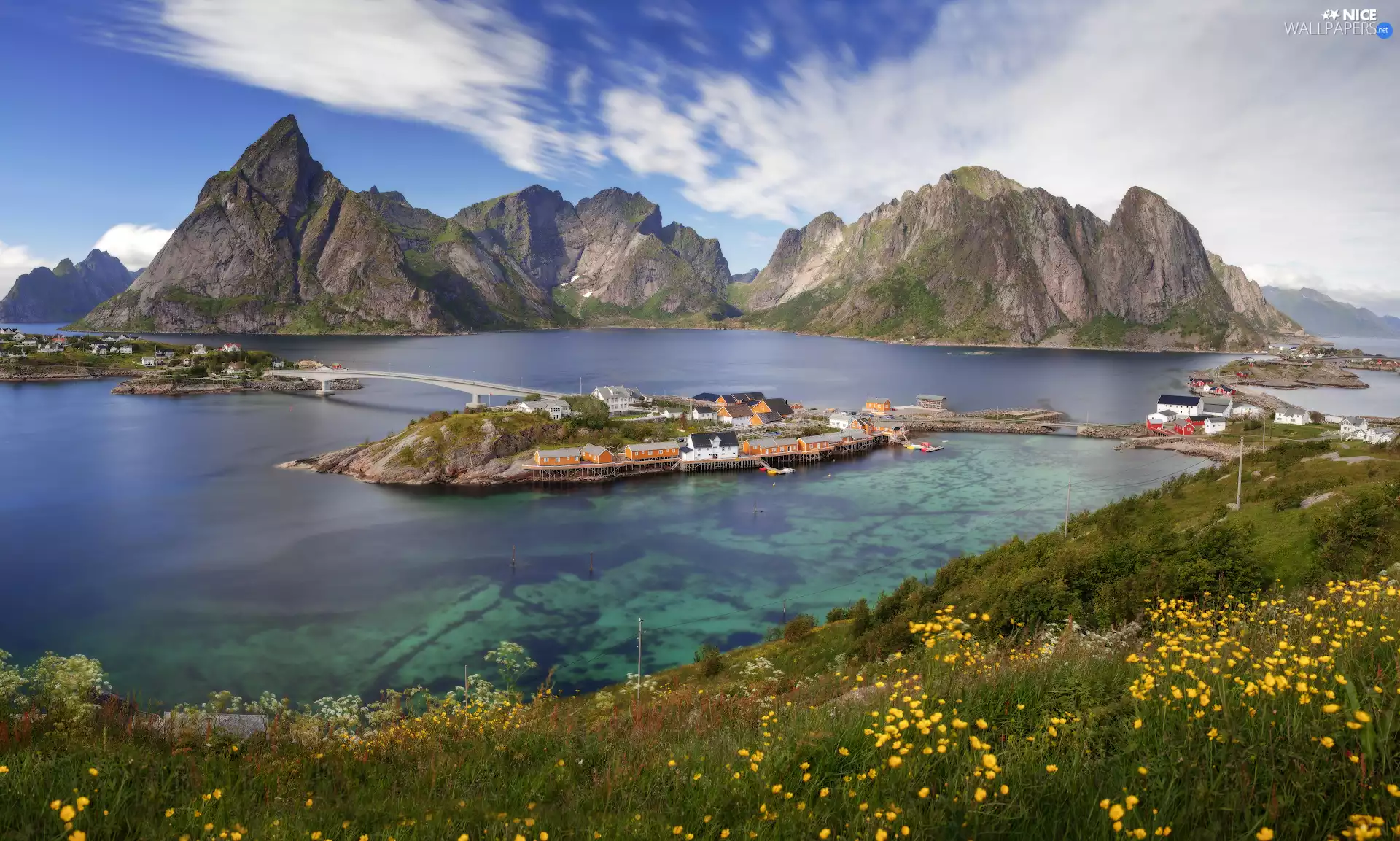 Lofoten, Norway, Norwegian Sea, Houses, Mountains