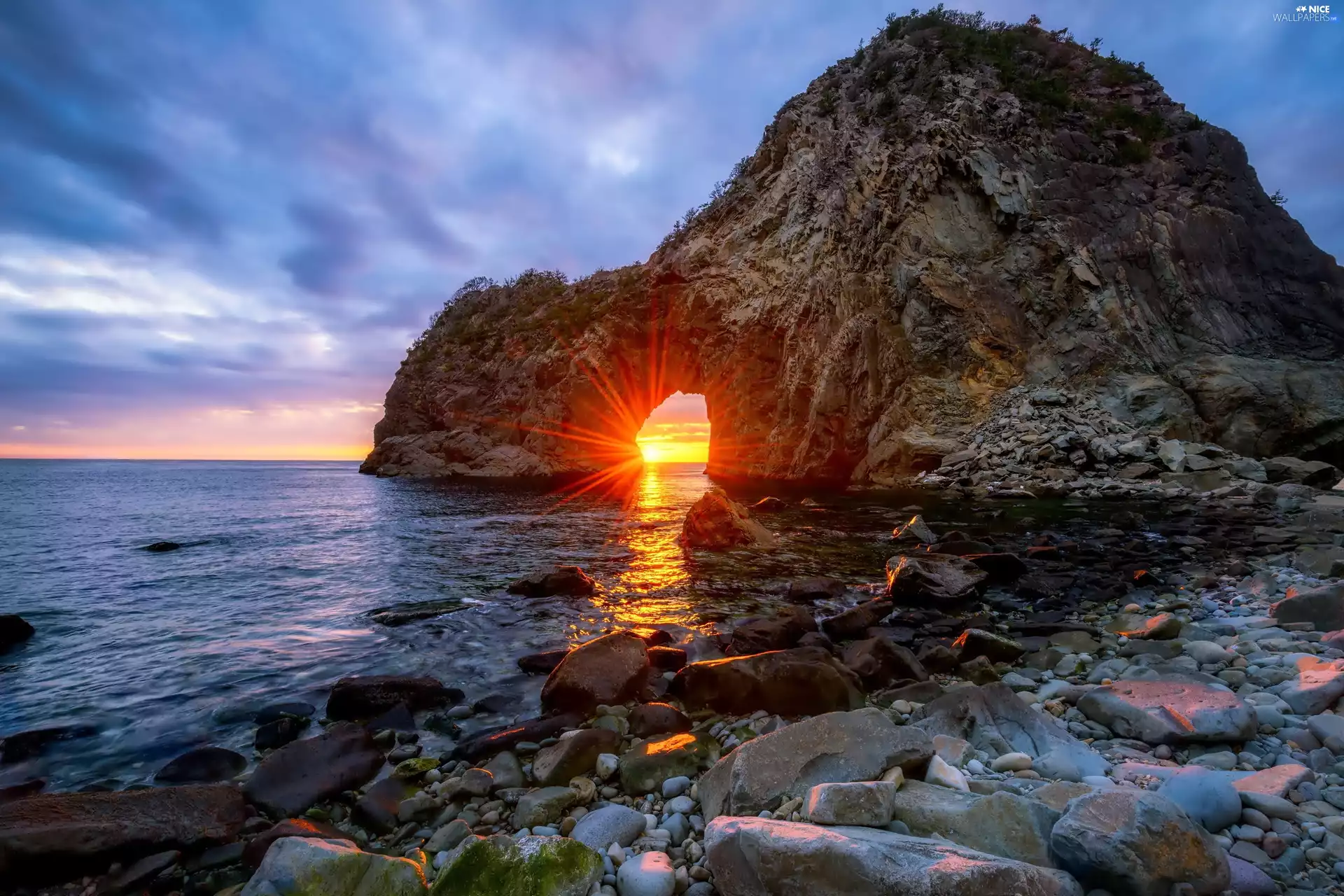 Sangamon, Japan, rocks, rays of the Sun, sea