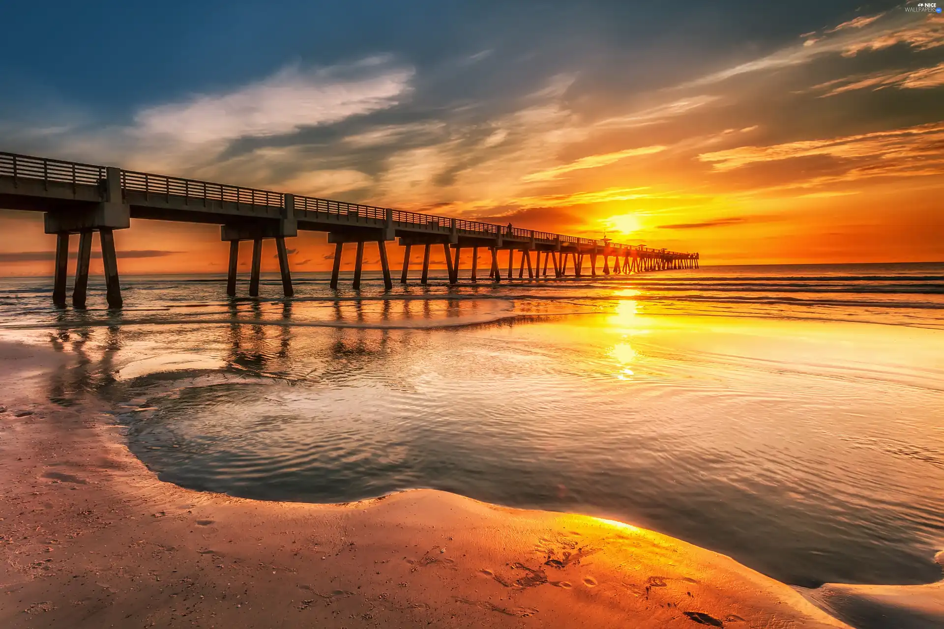 Great Sunsets, pier, sea